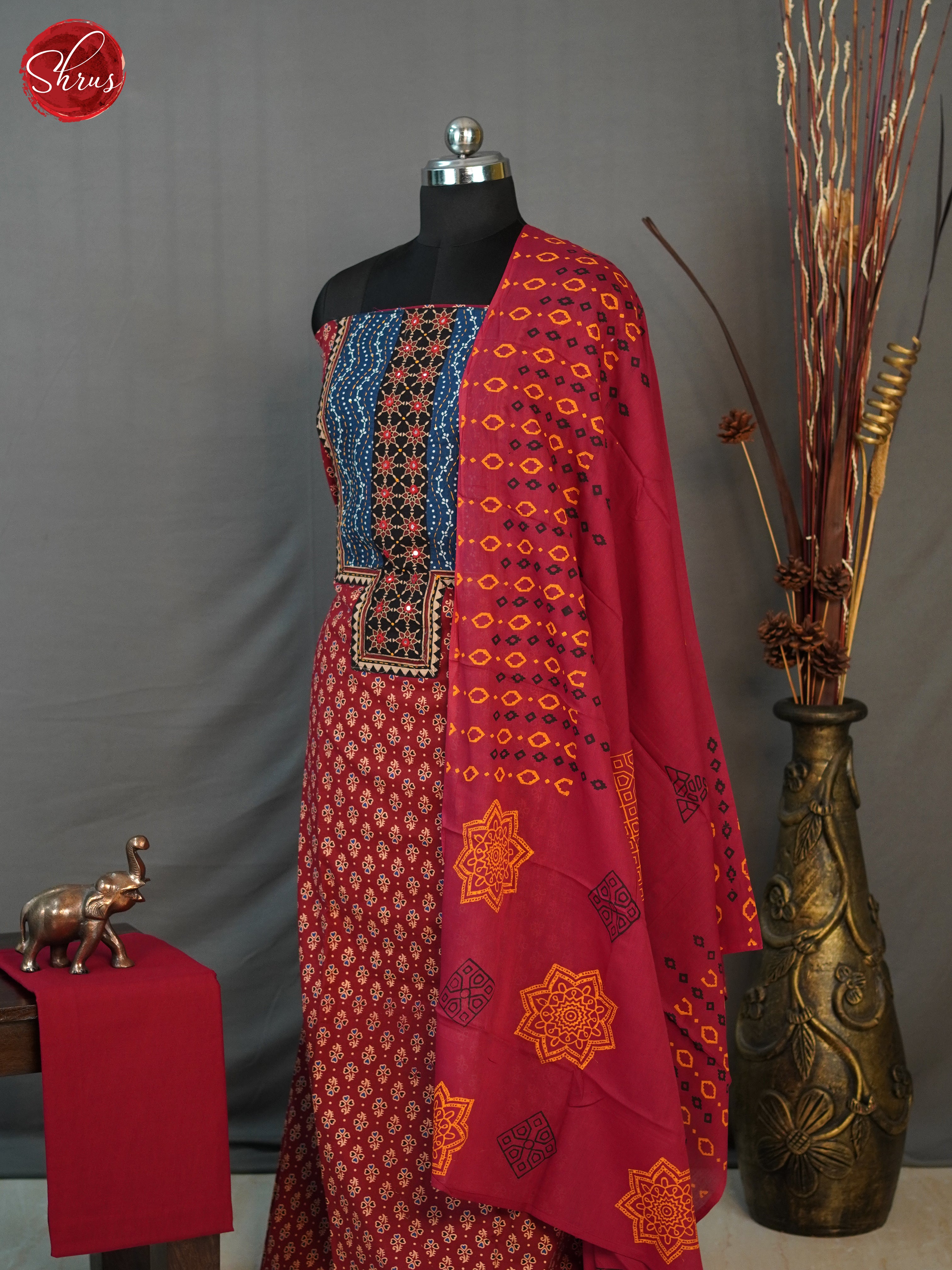 Red & Blue - Cotton salwar - Shop on ShrusEternity.com