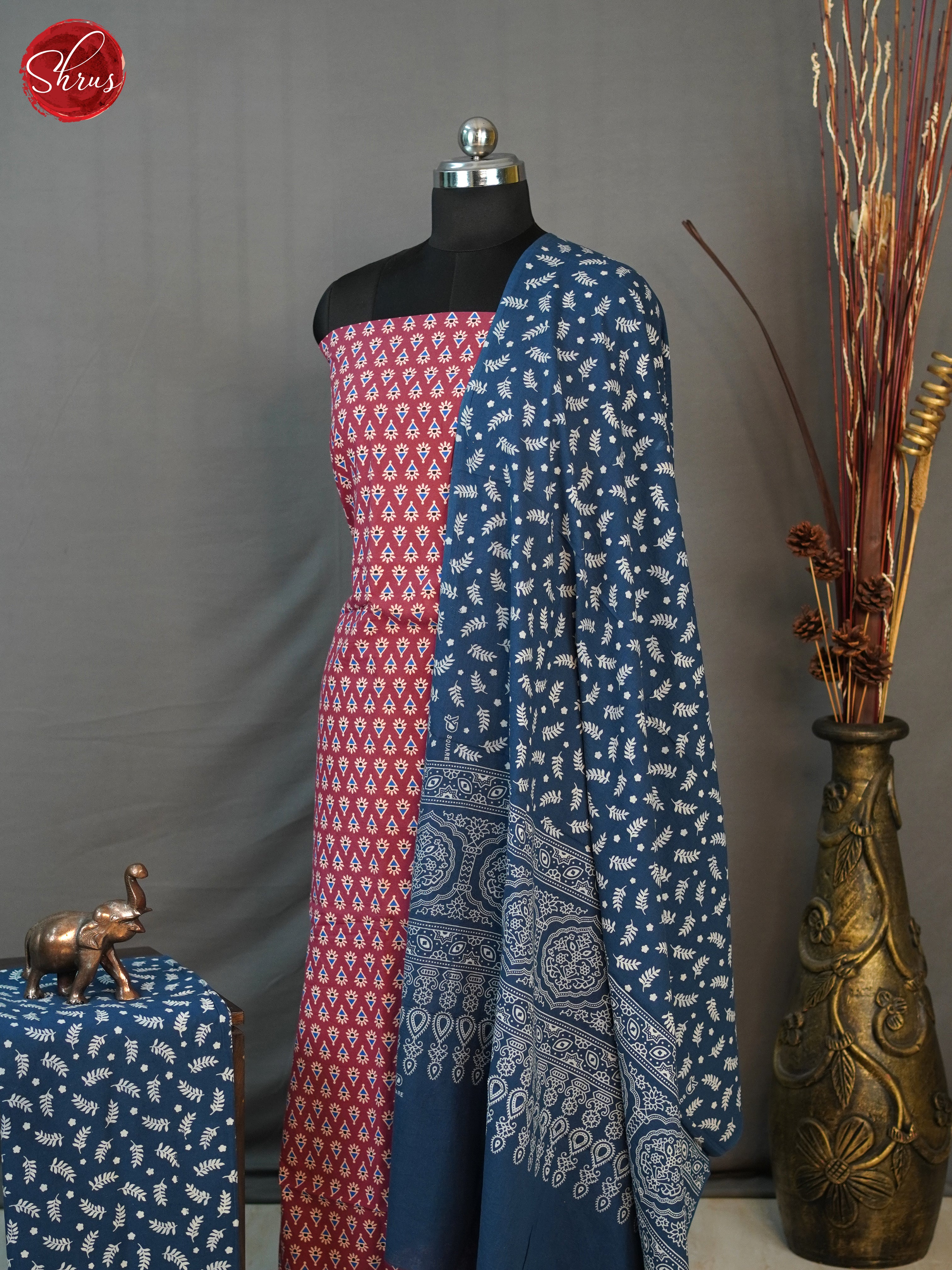 Red & Blue  - Ajrakh  salwar - Shop on ShrusEternity.com