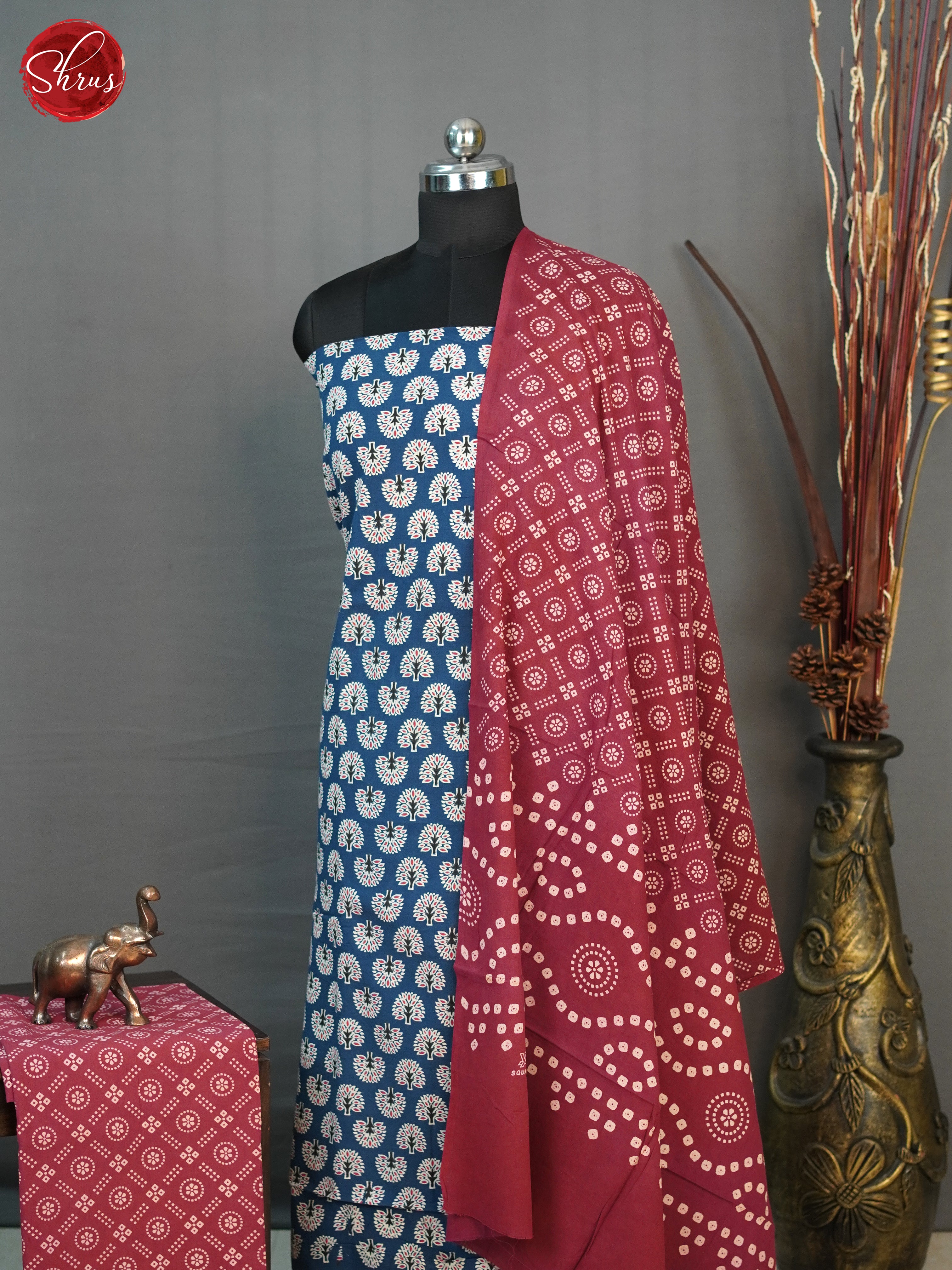 Blue & Maroon - Ajrakh Salwar - Shop on ShrusEternity.com