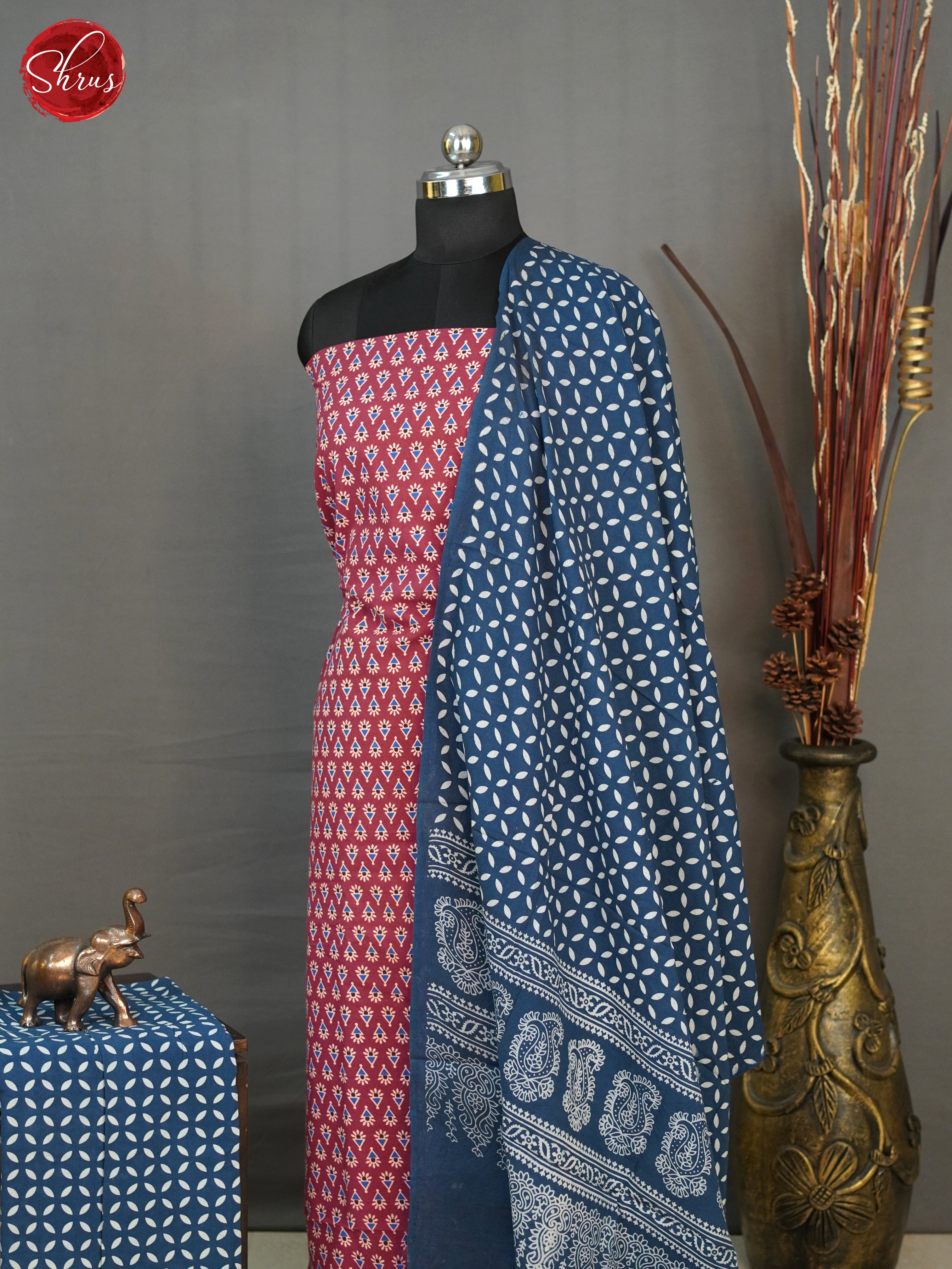 Red & Blue  - Ajrakh Salwar - Shop on ShrusEternity.com