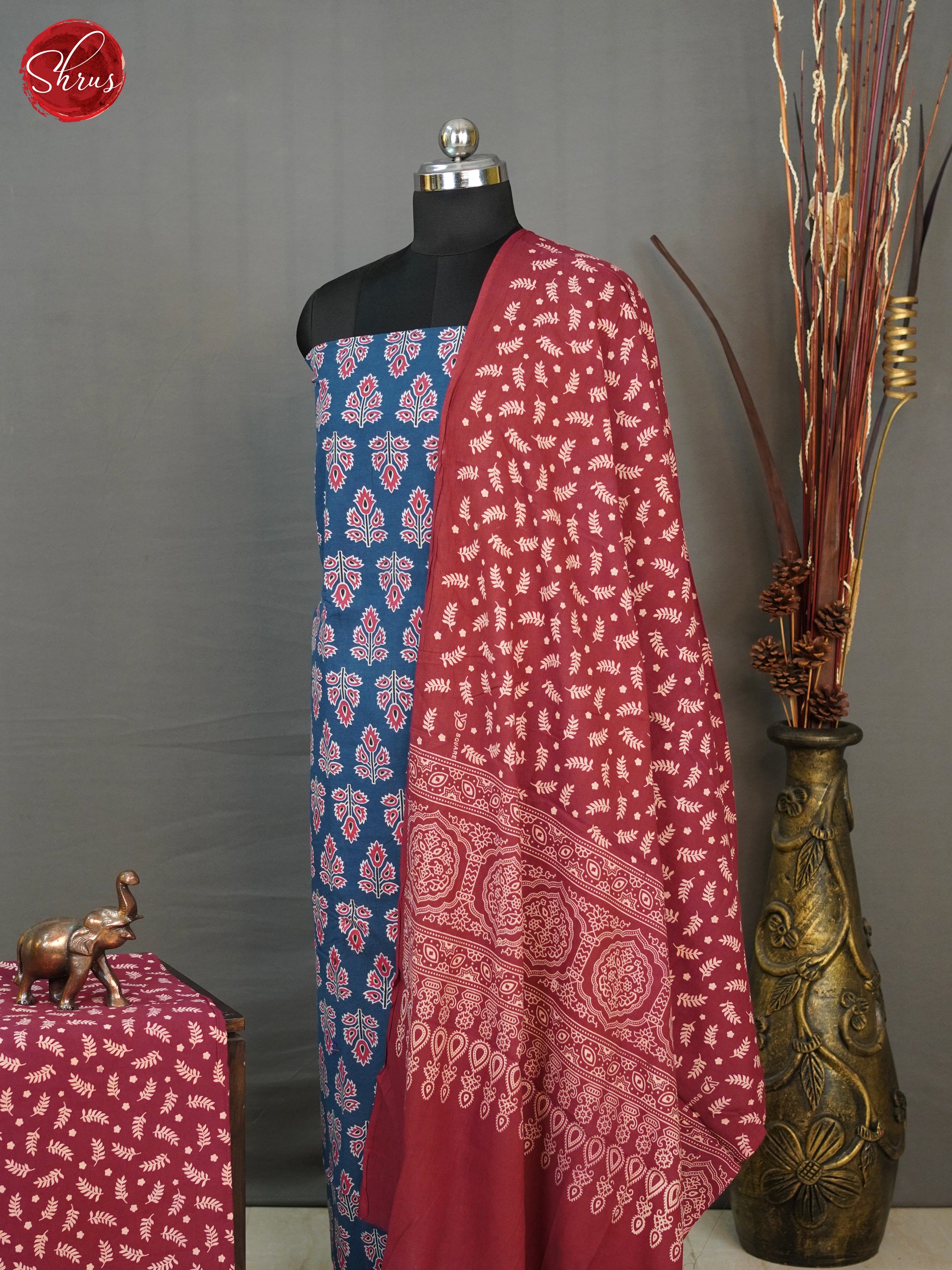 Blue & Red  - Ajrakh Salwar - Shop on ShrusEternity.com