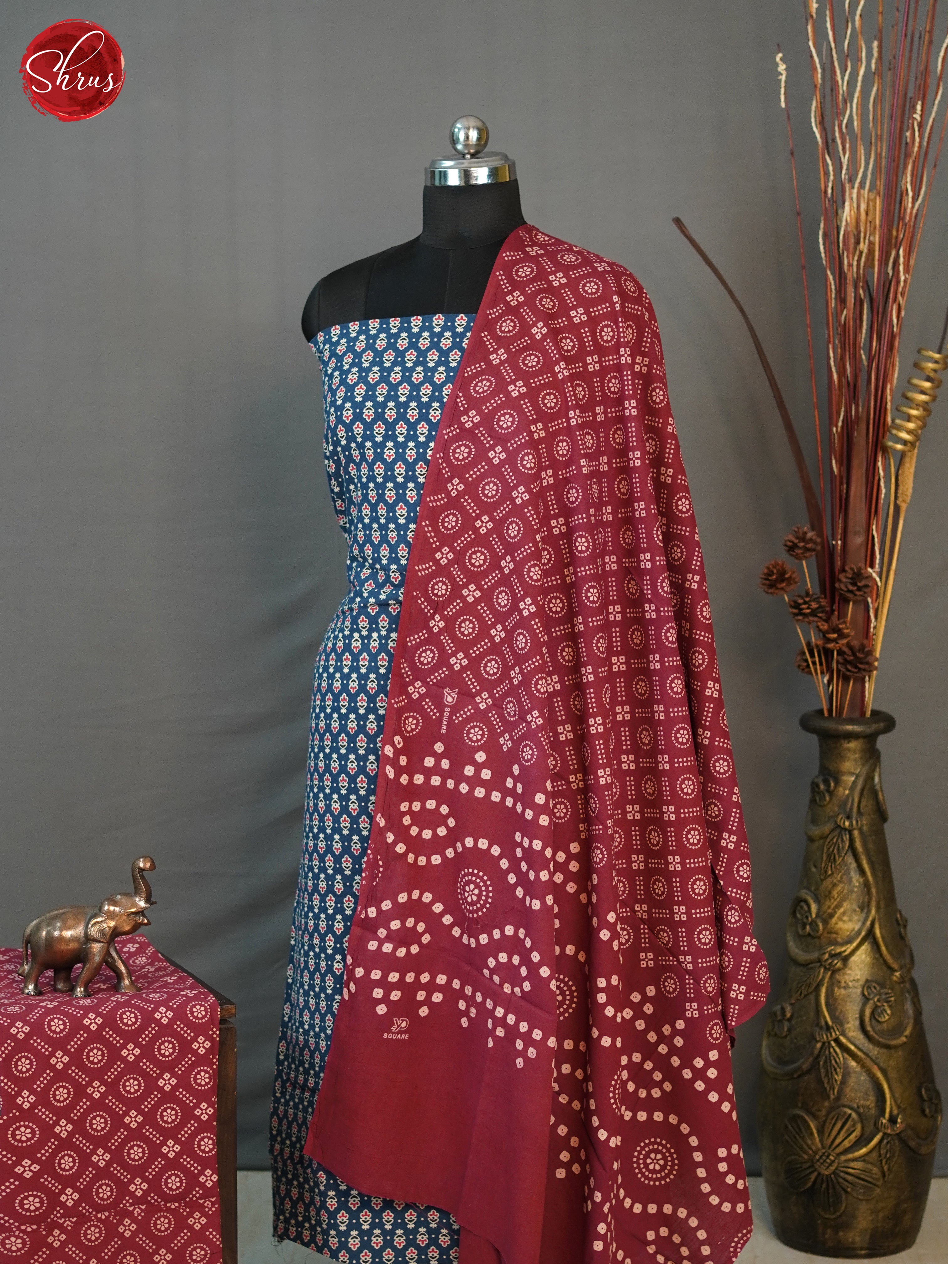 Blue & Red  - Ajrakh Salwar - Shop on ShrusEternity.com