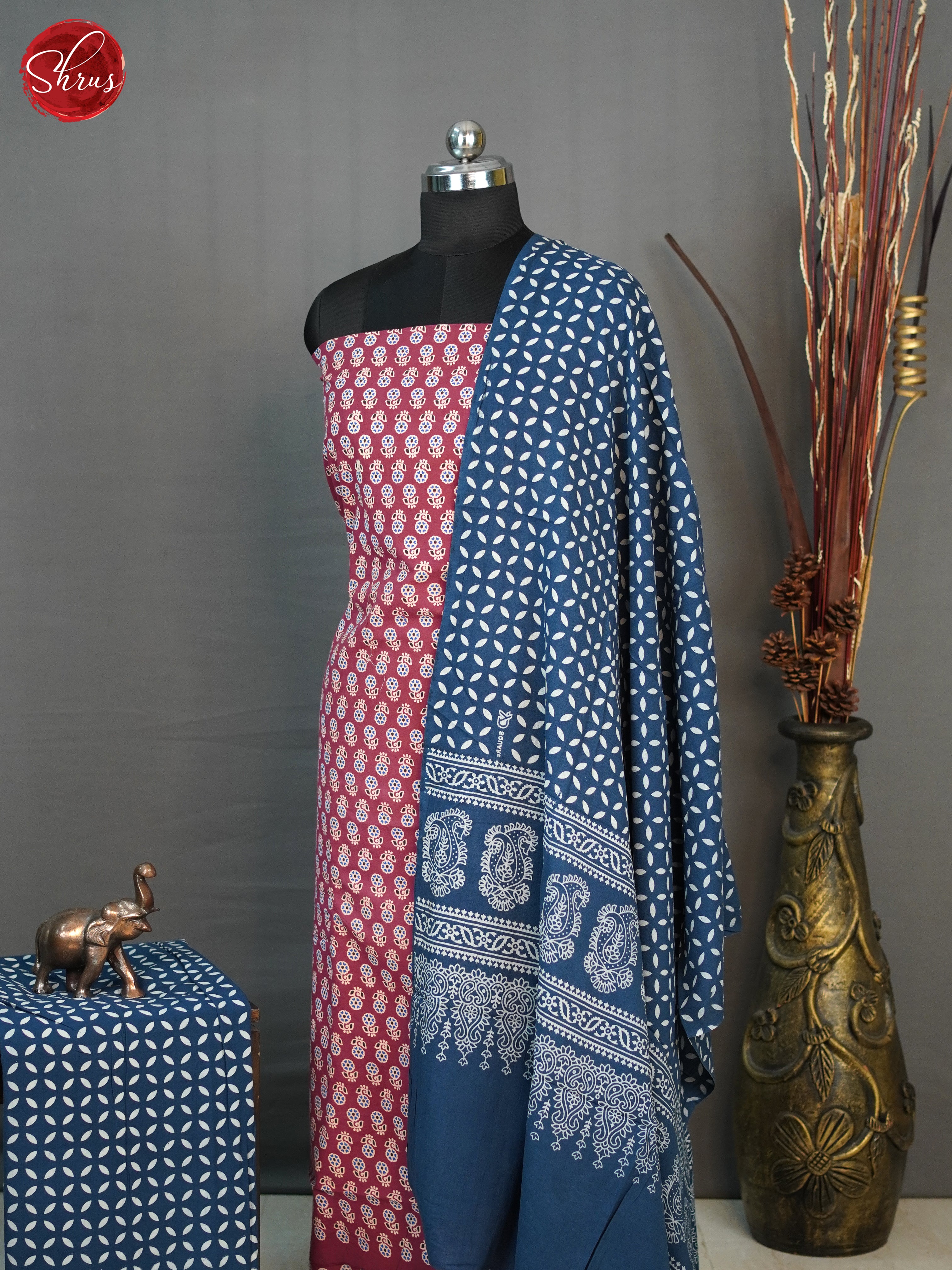 Red & Blue - Ajrakh Salwar - Shop on ShrusEternity.com