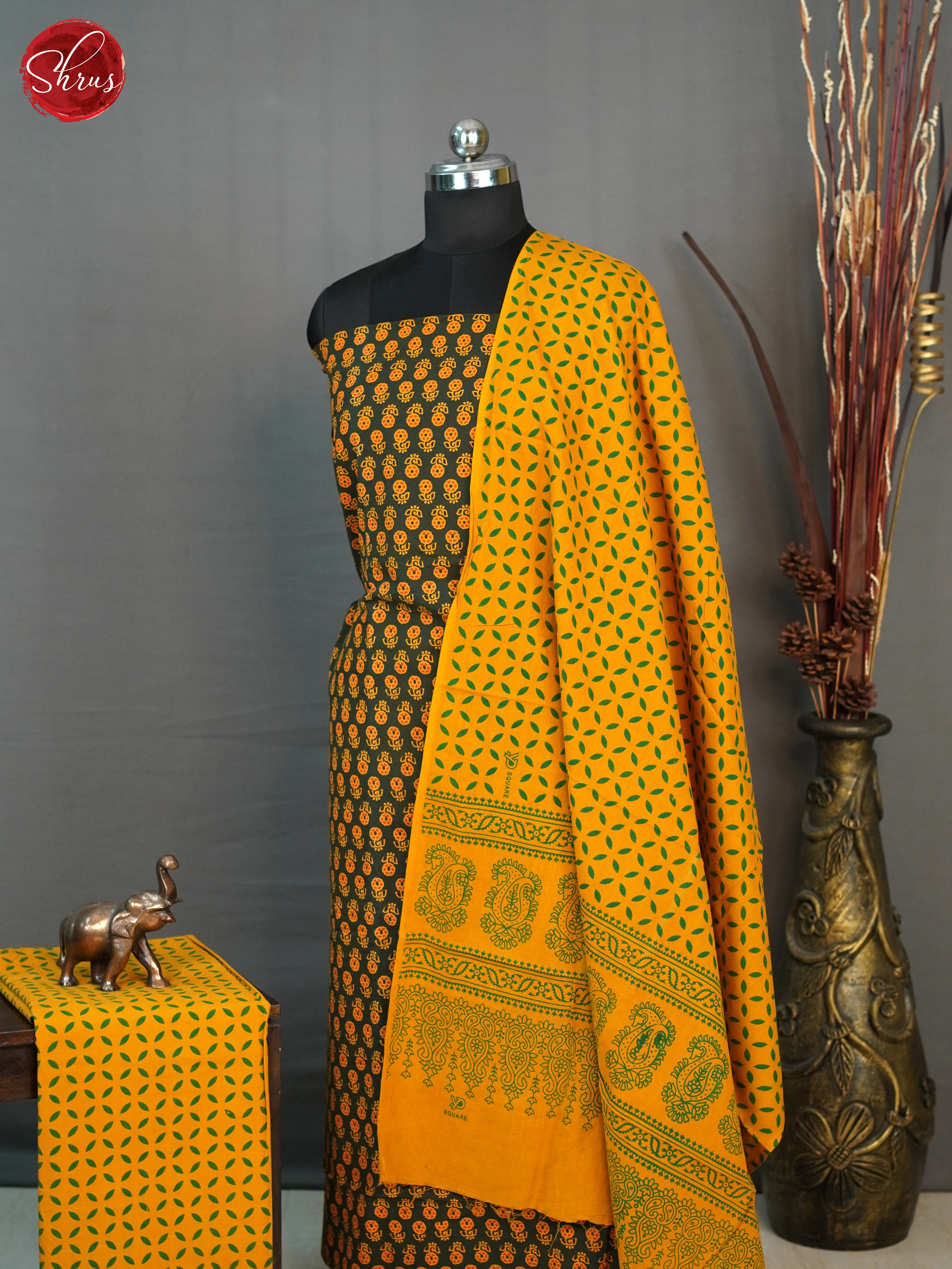 Green & Mustard - Ajrakh Salwar - Shop on ShrusEternity.com