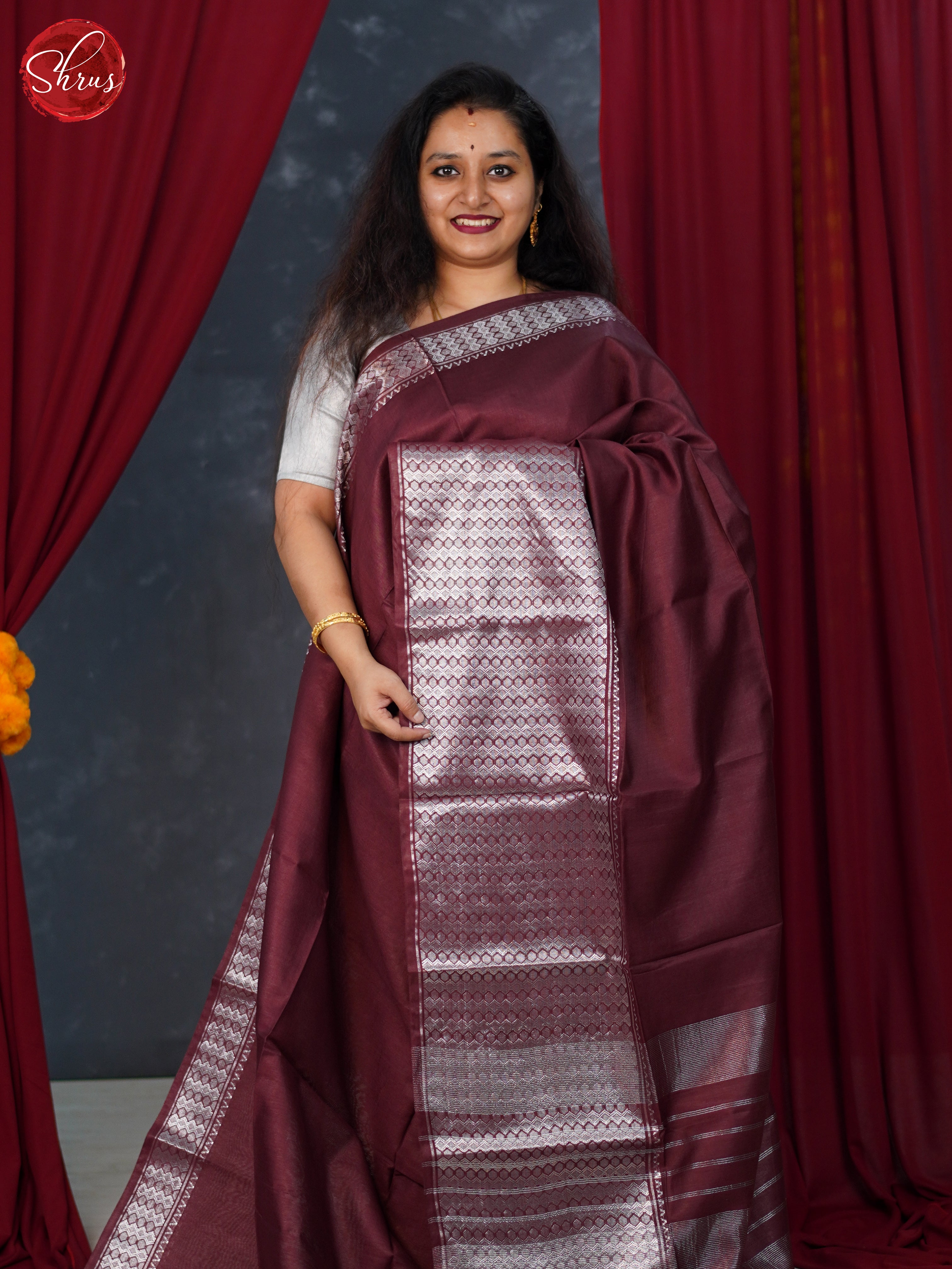 Brown(Single Tone) - Semi Tussar Saree - Shop on ShrusEternity.com