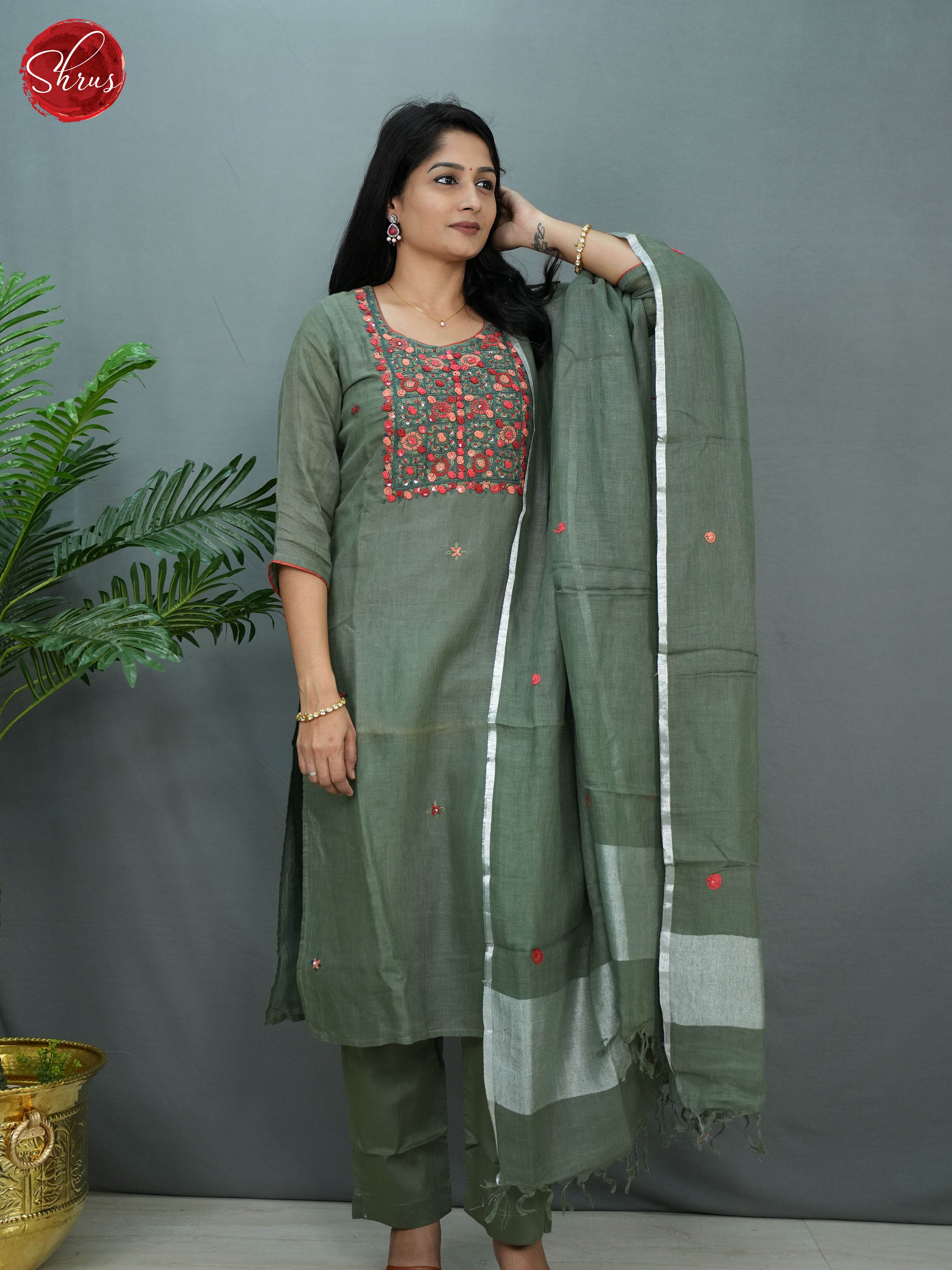 Green - 3pc embroidery Readymade Salwar - Shop on ShrusEternity.com