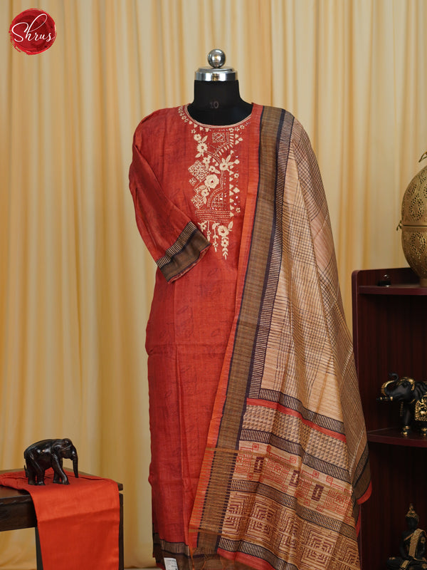 Red & Beige - Embroidered 3-piece Readymade Salwar - Shop on ShrusEternity.com
