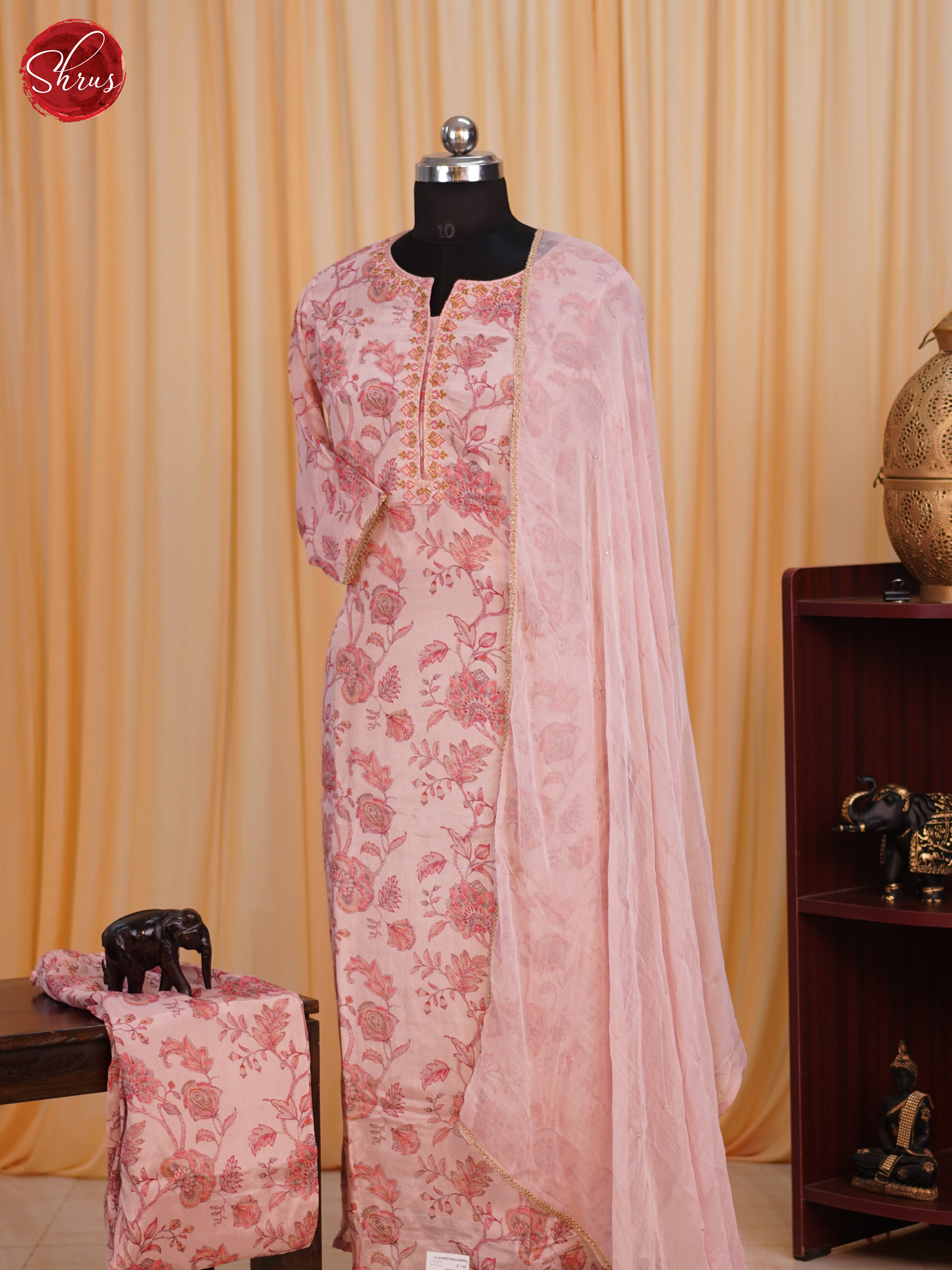 Pink - Printed Cotton 3 Piece Readymade Salwar - Shop on ShrusEternity.com