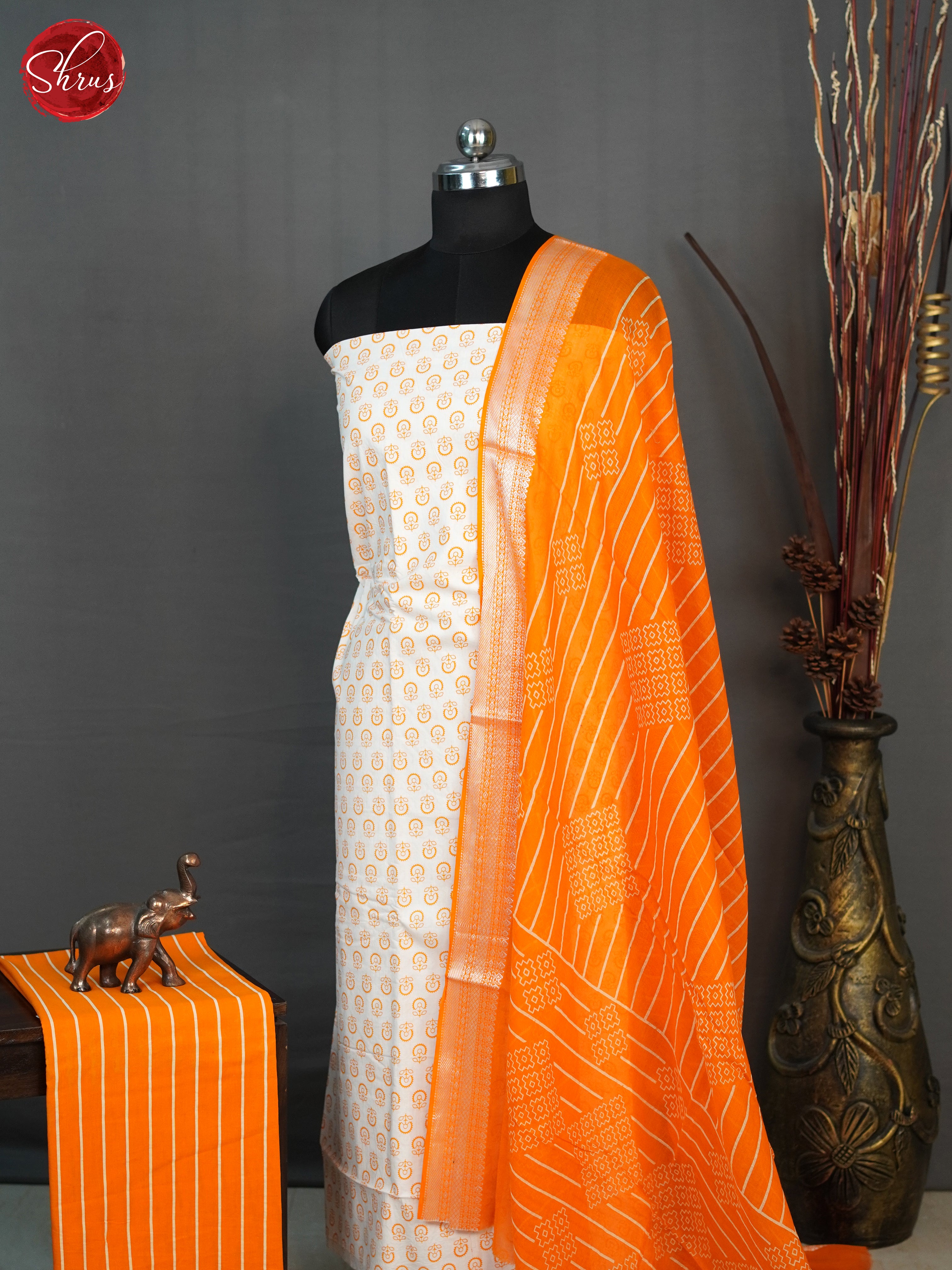 Cream & Orange - Cotton Salwar - Shop on ShrusEternity.com