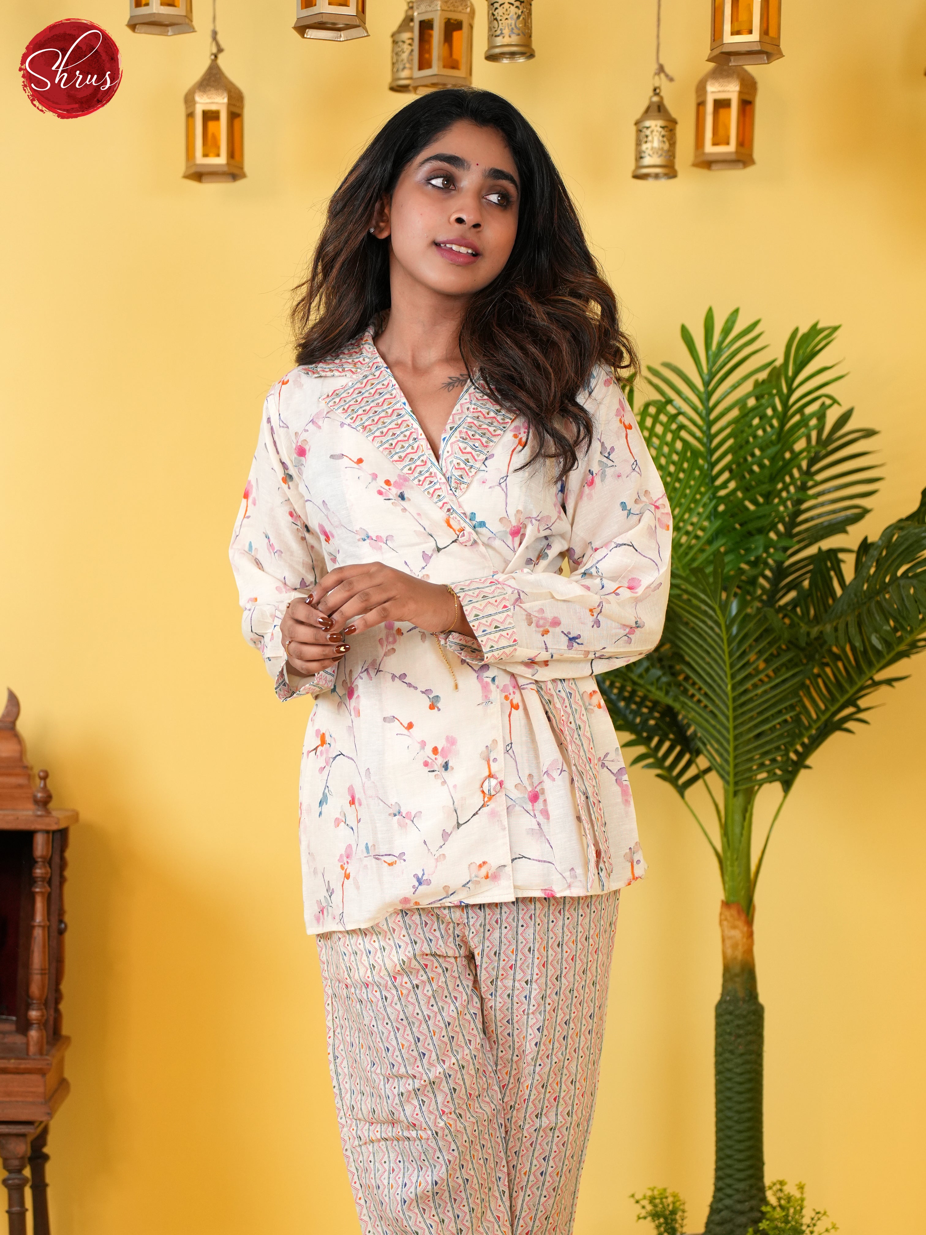 Cream - 2pc floral printed Readymade suit (co - ord ) - Shop on ShrusEternity.com