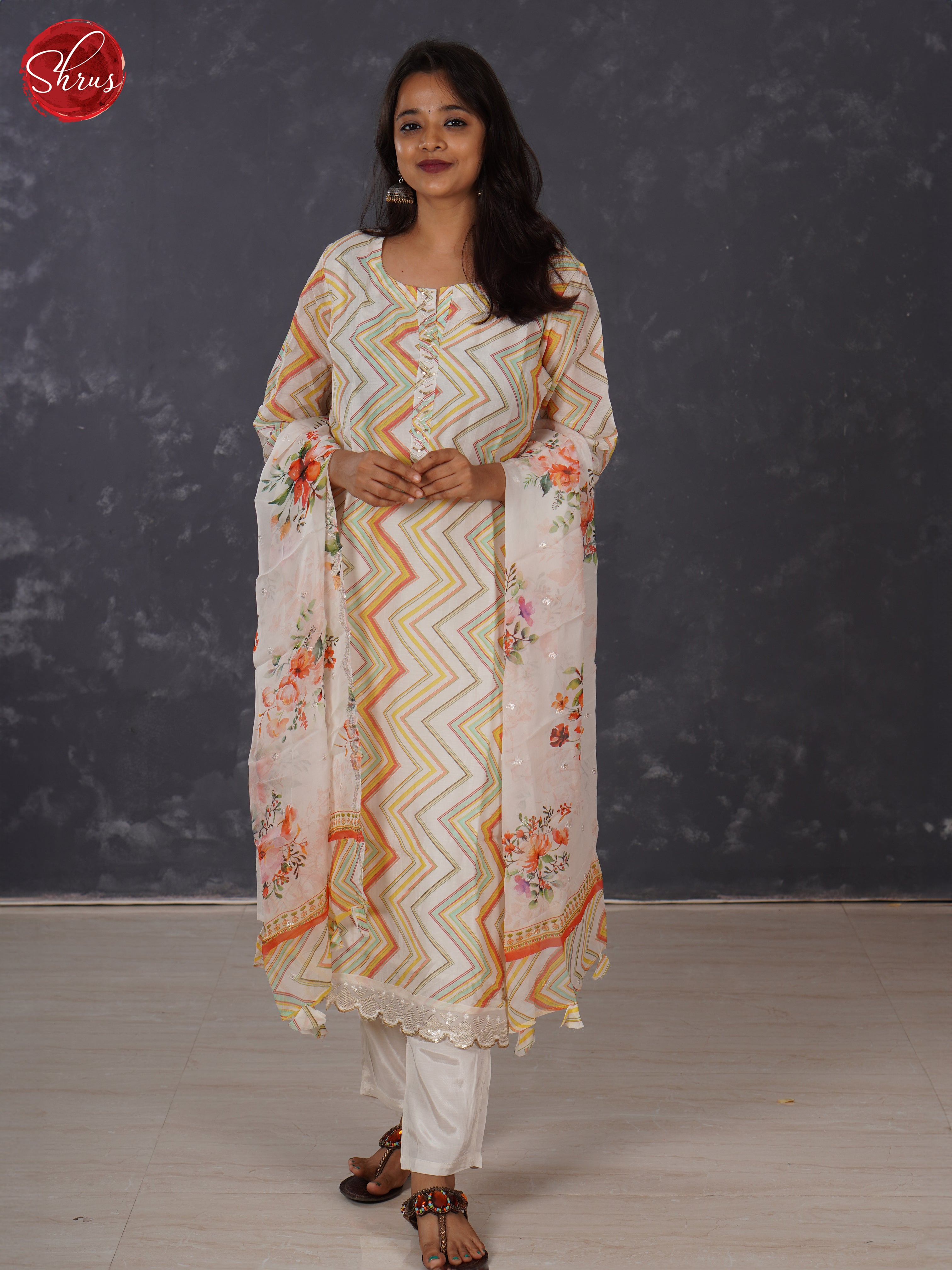 Cream & Yellow - Cotton 3-piece Readymade Salwar - Shop on ShrusEternity.com