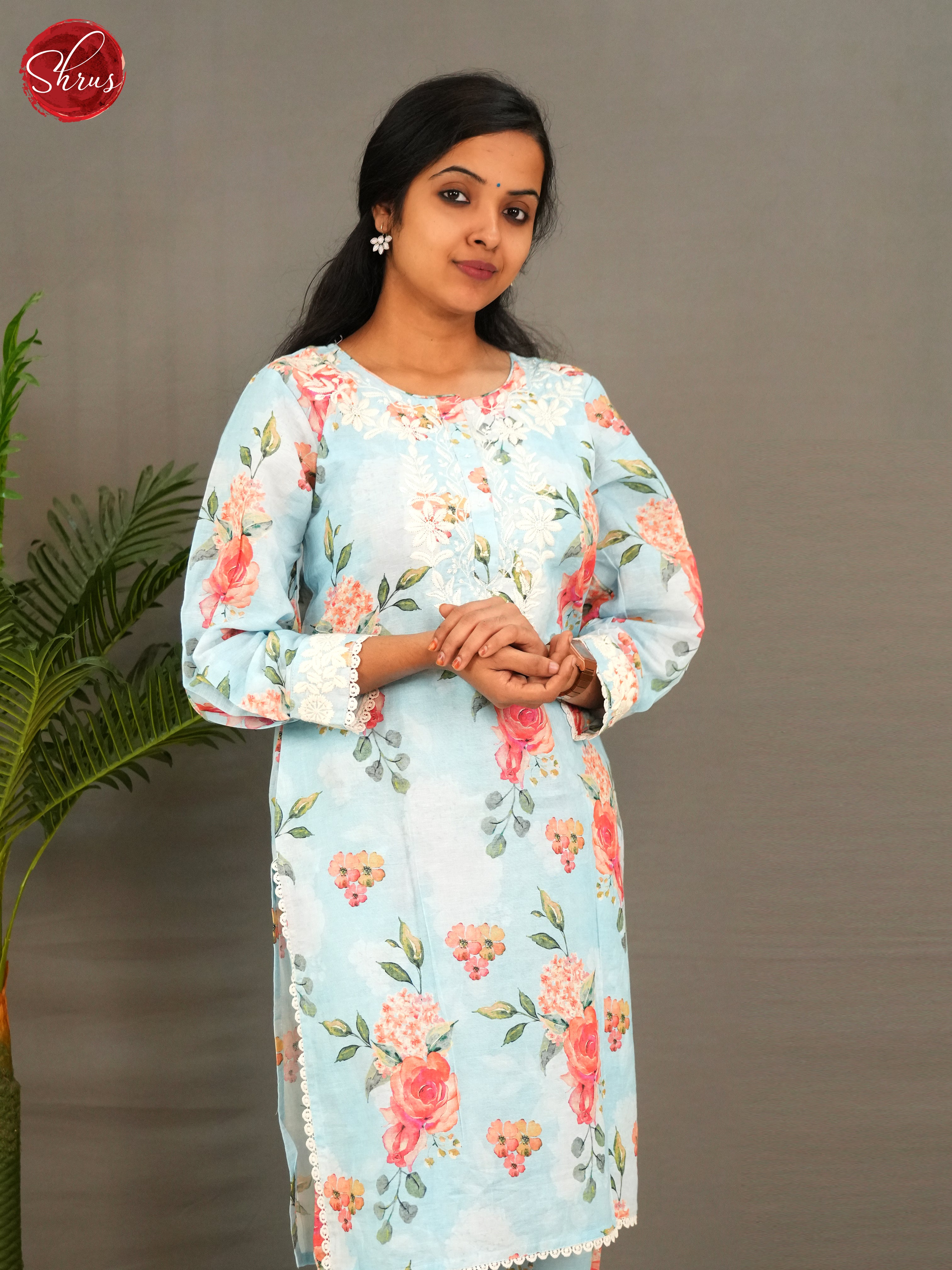 Blue - floral printed 3pc Readymade Suits - Shop on ShrusEternity.com