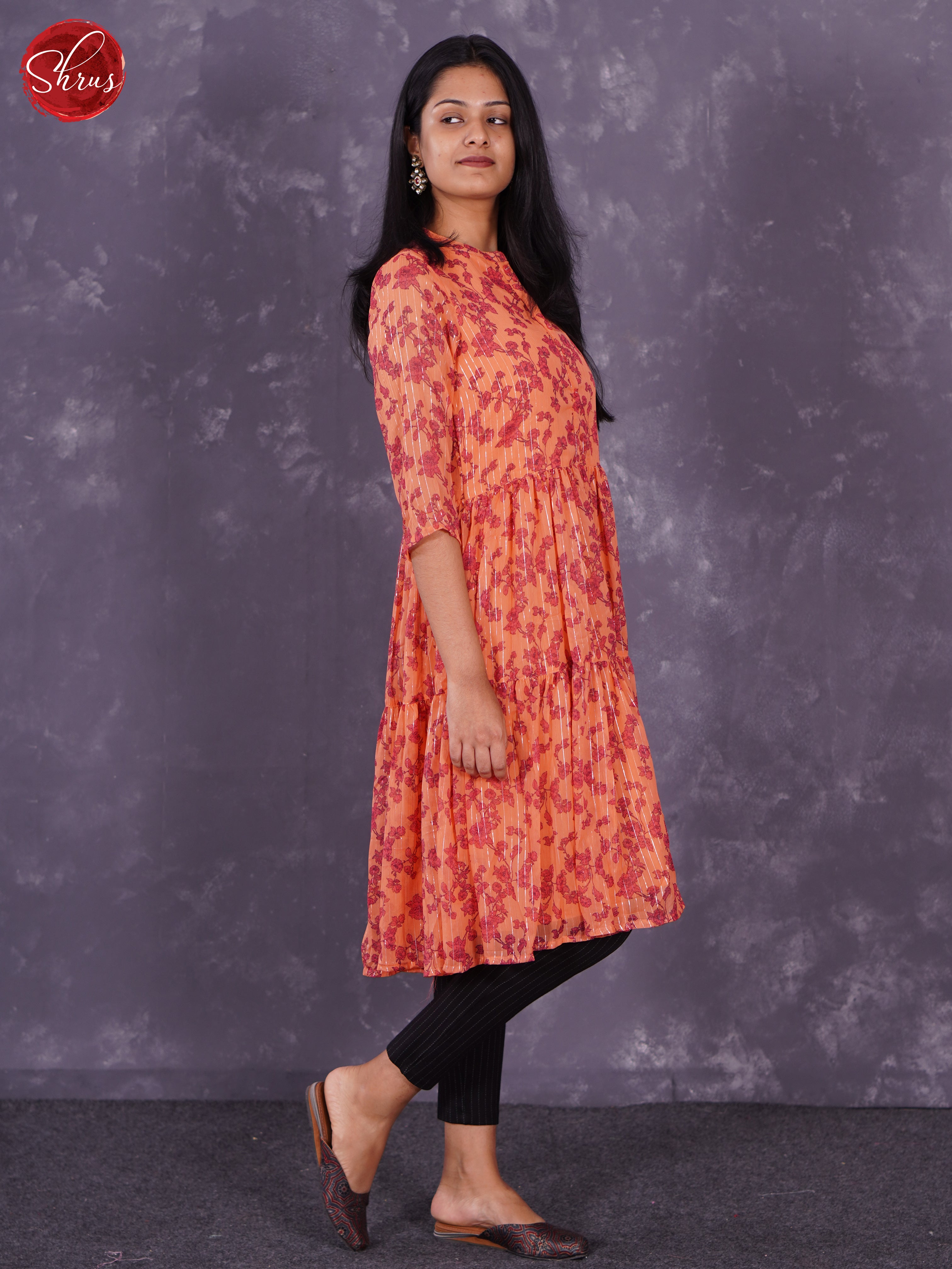 Orange- Printed Readymade kurti - Shop on ShrusEternity.com