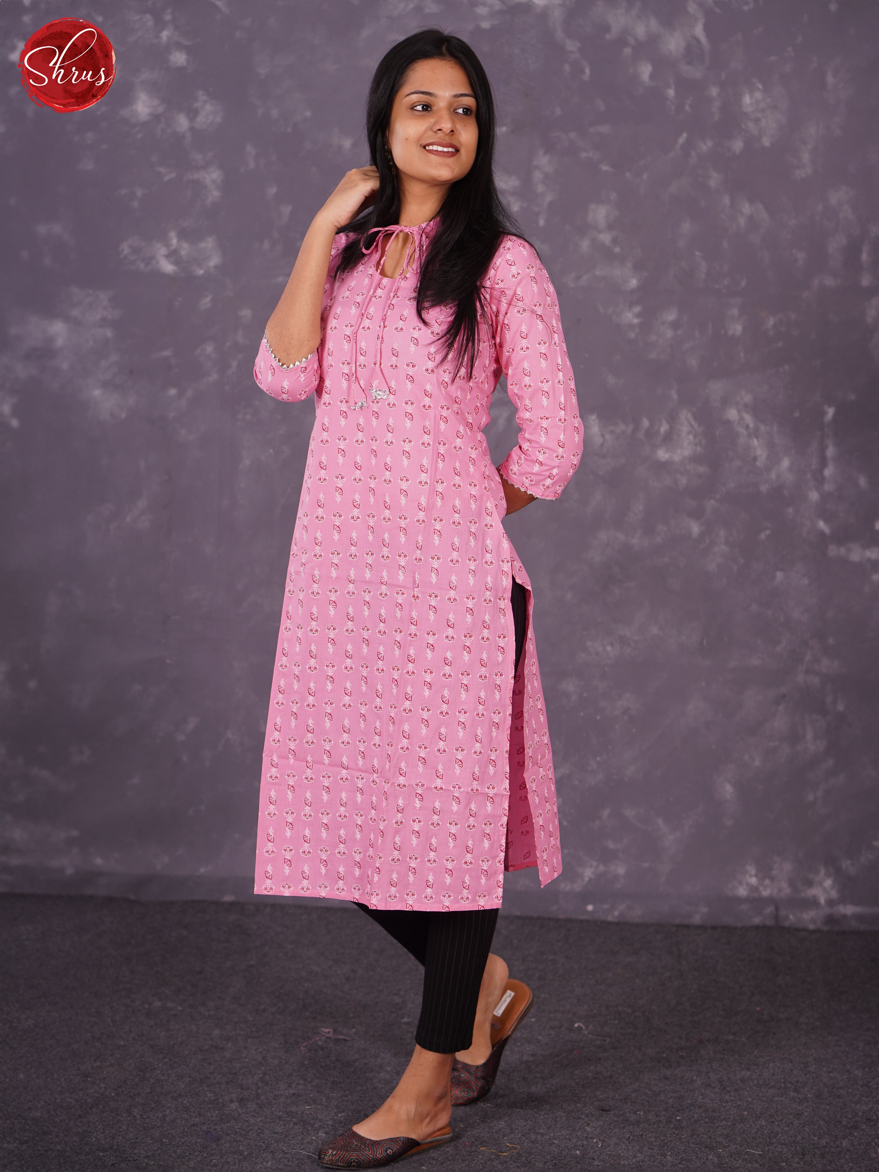 Pink- Readymade kurti with floral print - Shop on ShrusEternity.com