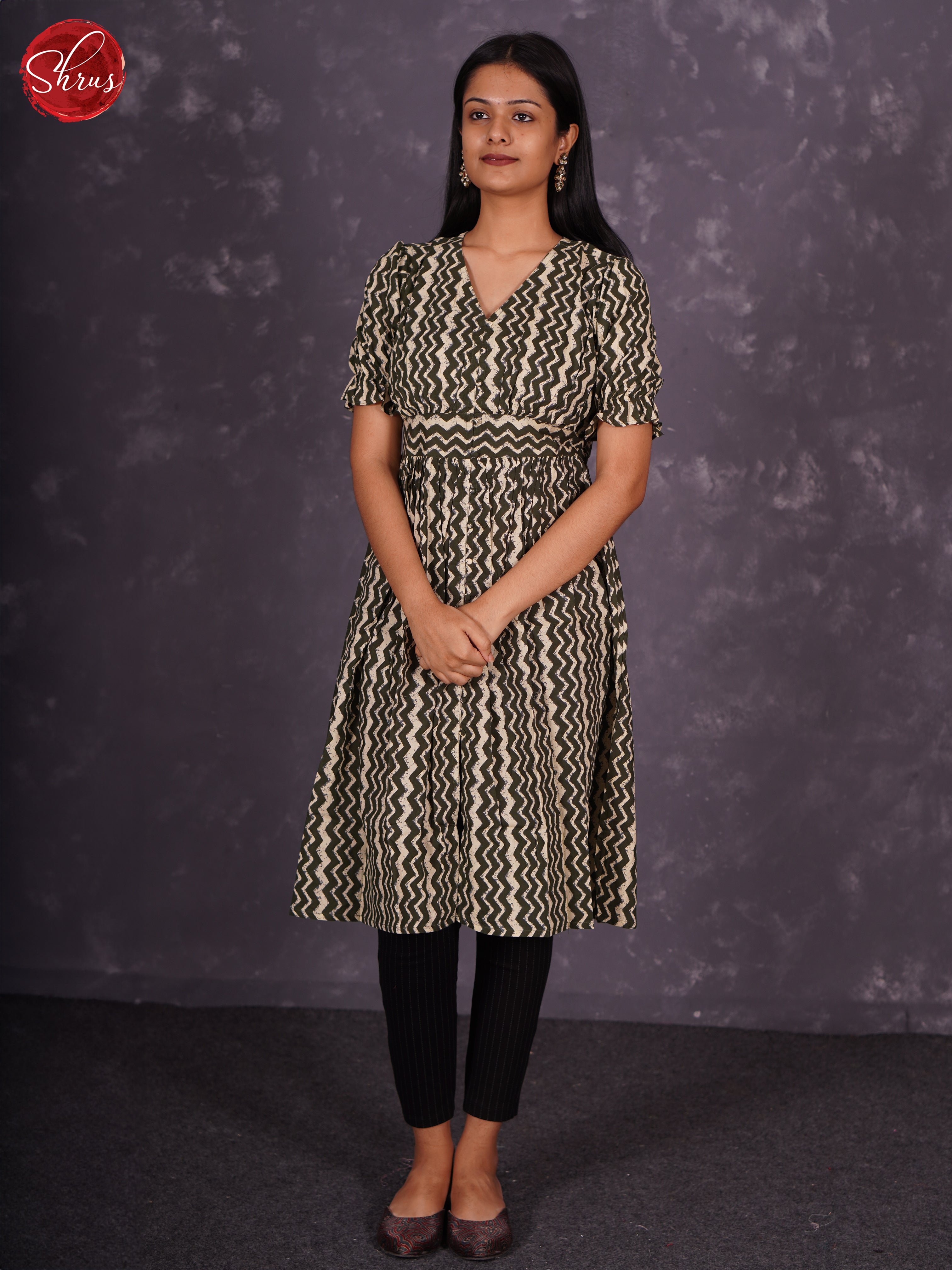 Black & Cream -Printed  Readymade kurti - Shop on ShrusEternity.com