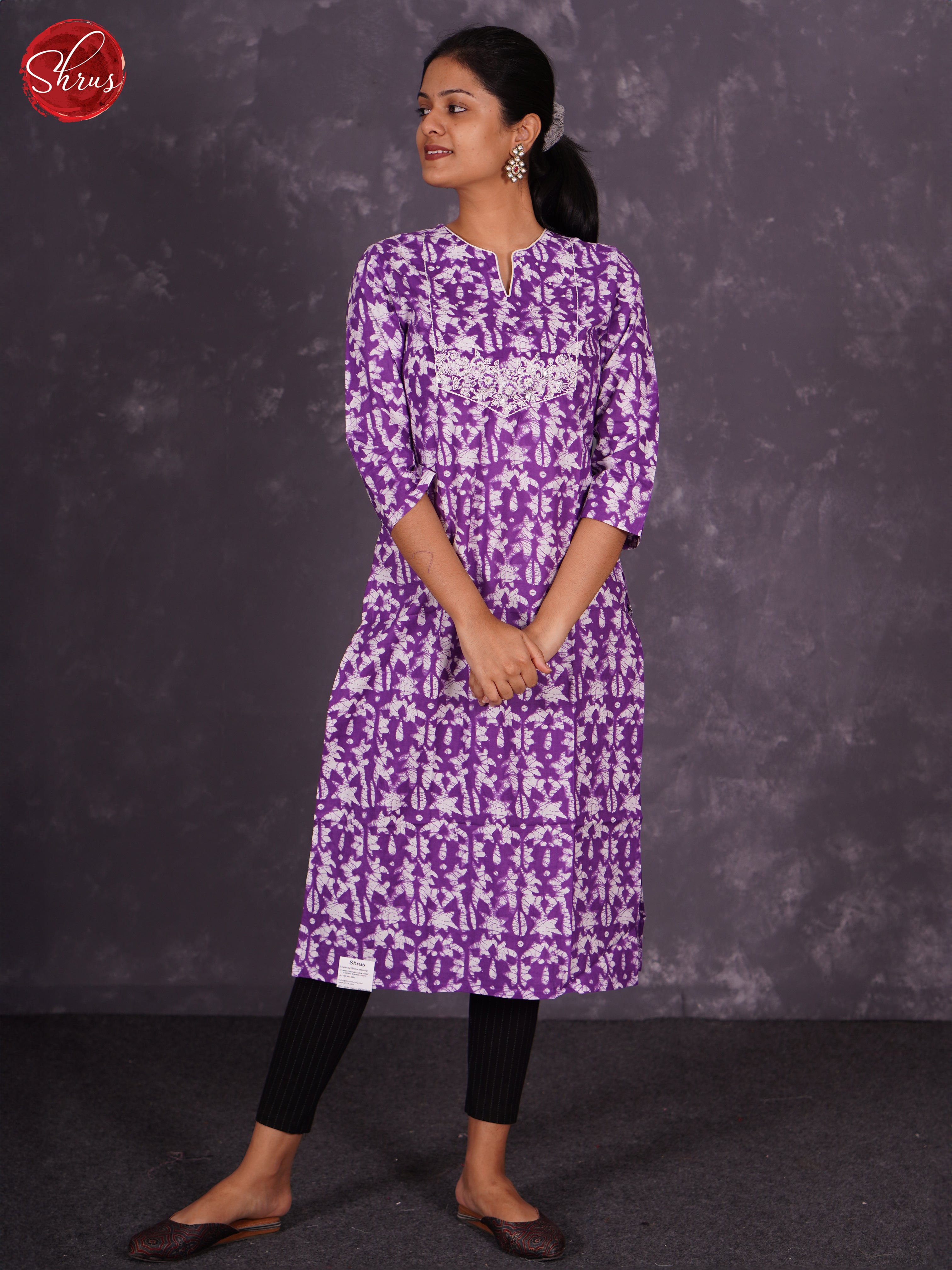 Purple  - Printed Readymade kurti - Shop on ShrusEternity.com