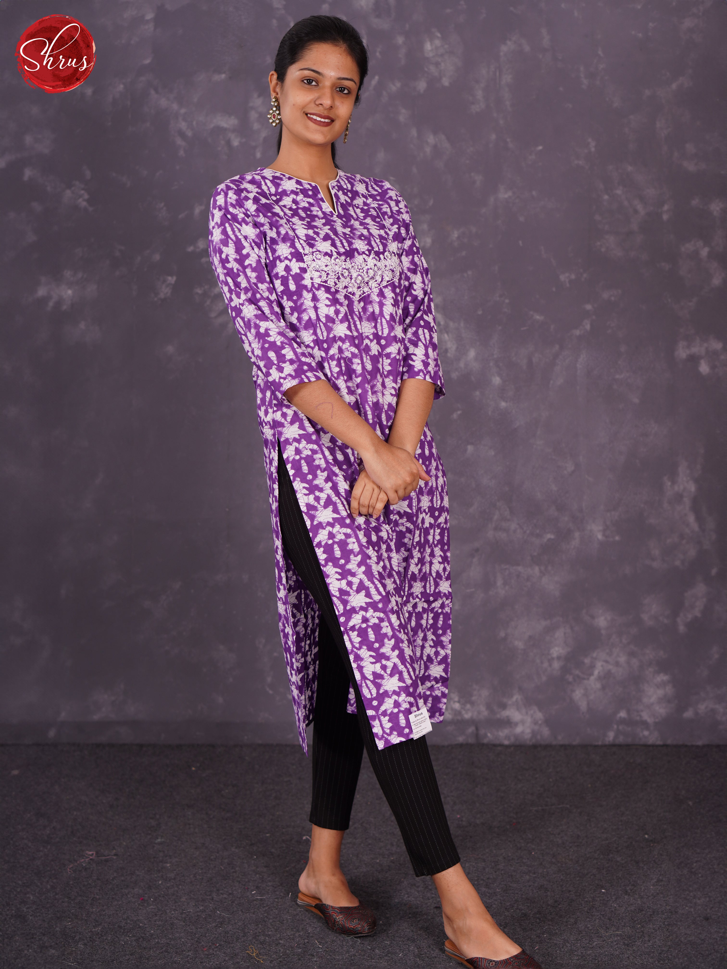 Purple  - Printed Readymade kurti - Shop on ShrusEternity.com