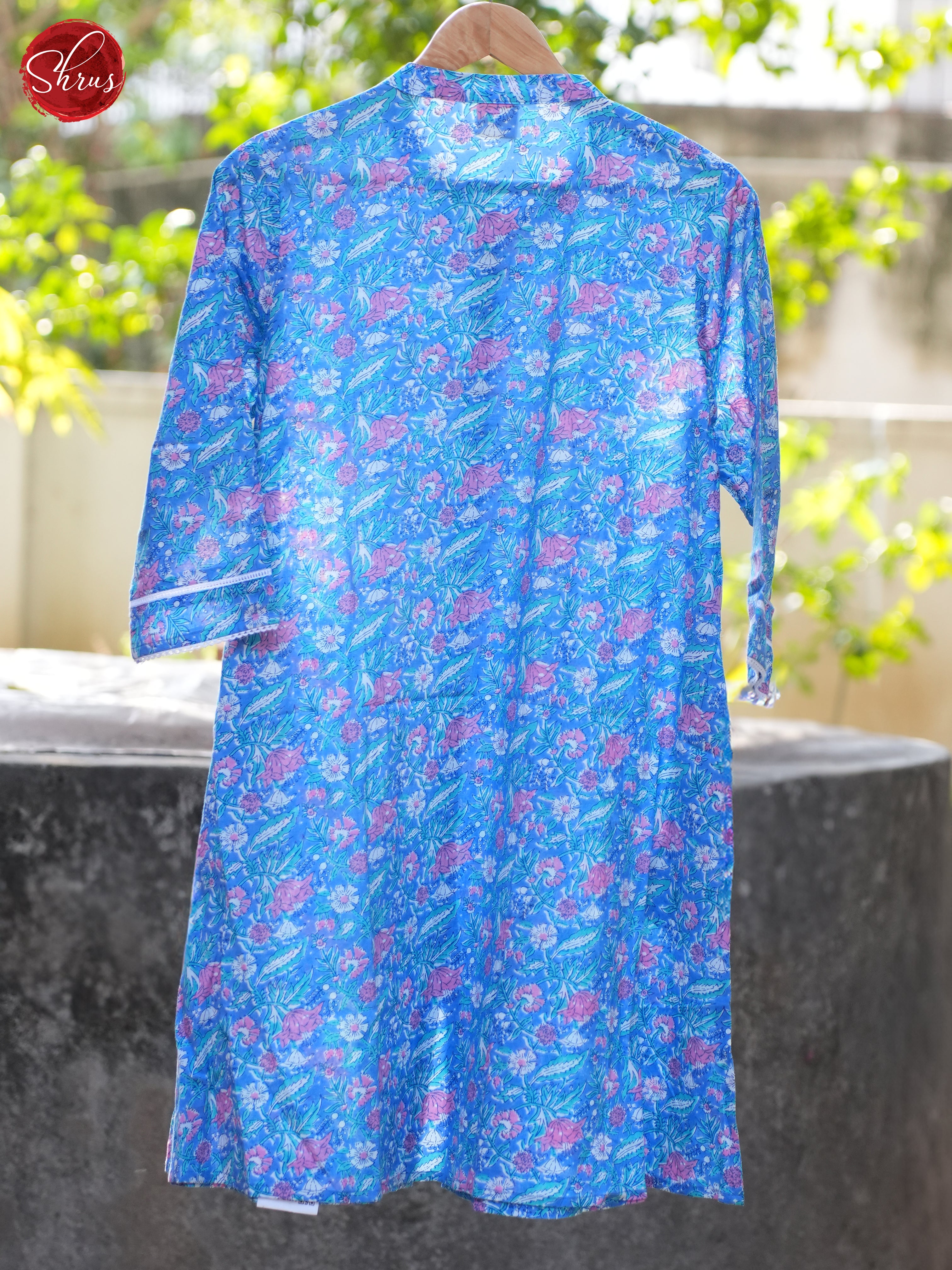 Blue - floral printed Readymade kurti - Shop on ShrusEternity.com