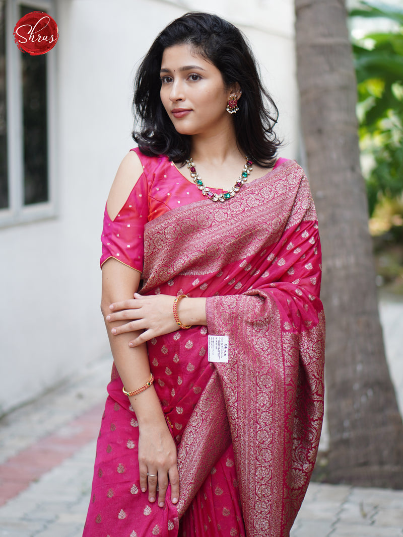 Banarasi semi georgette saree dark blue and pink with with allover zar –  Prashanti Sarees