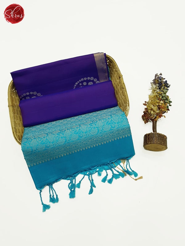 Purple & Blue- Soft Silk  Saree - Shop on ShrusEternity.com