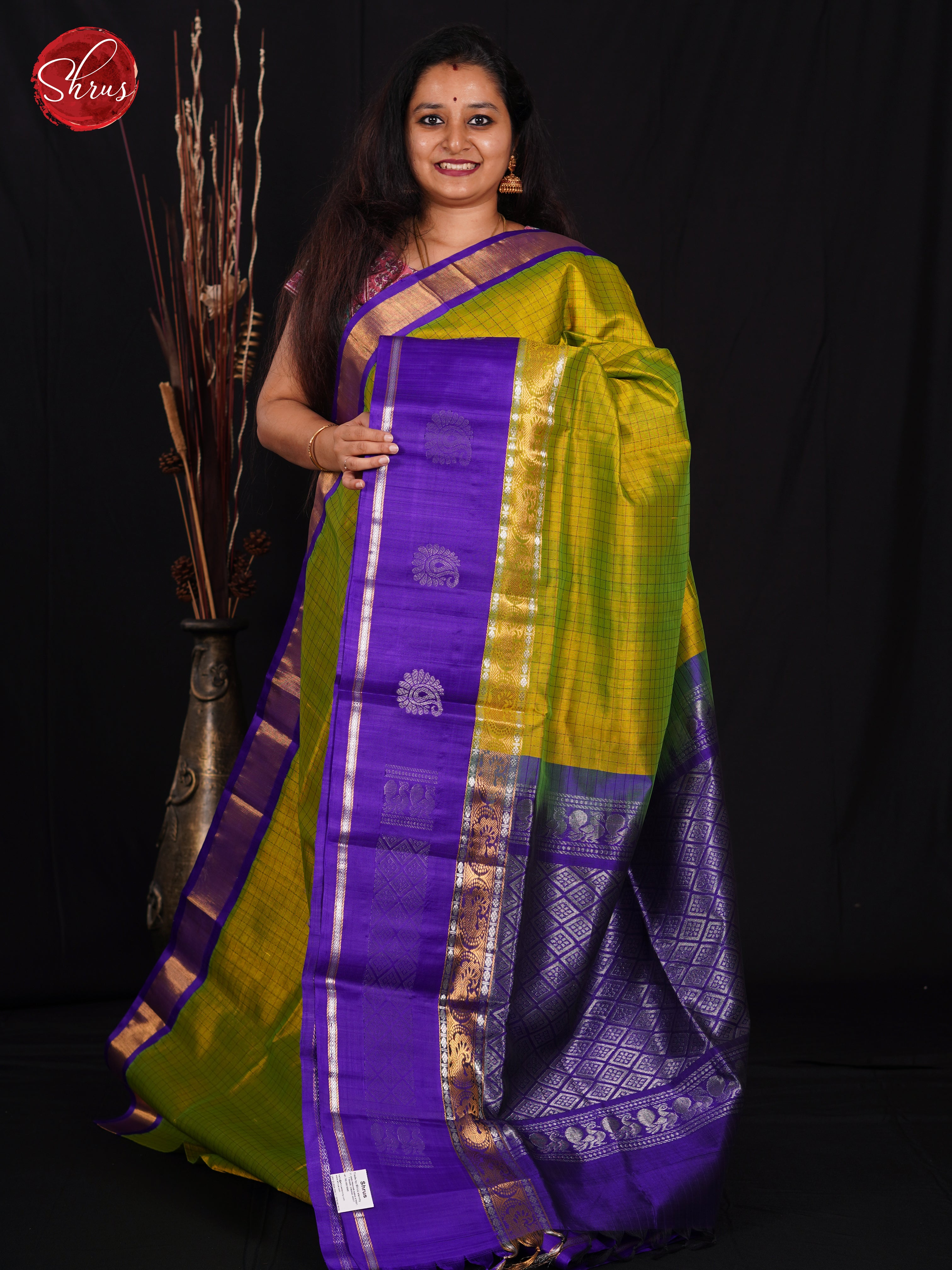 Green & Blue - Silk Cotton Saree - Shop on ShrusEternity.com