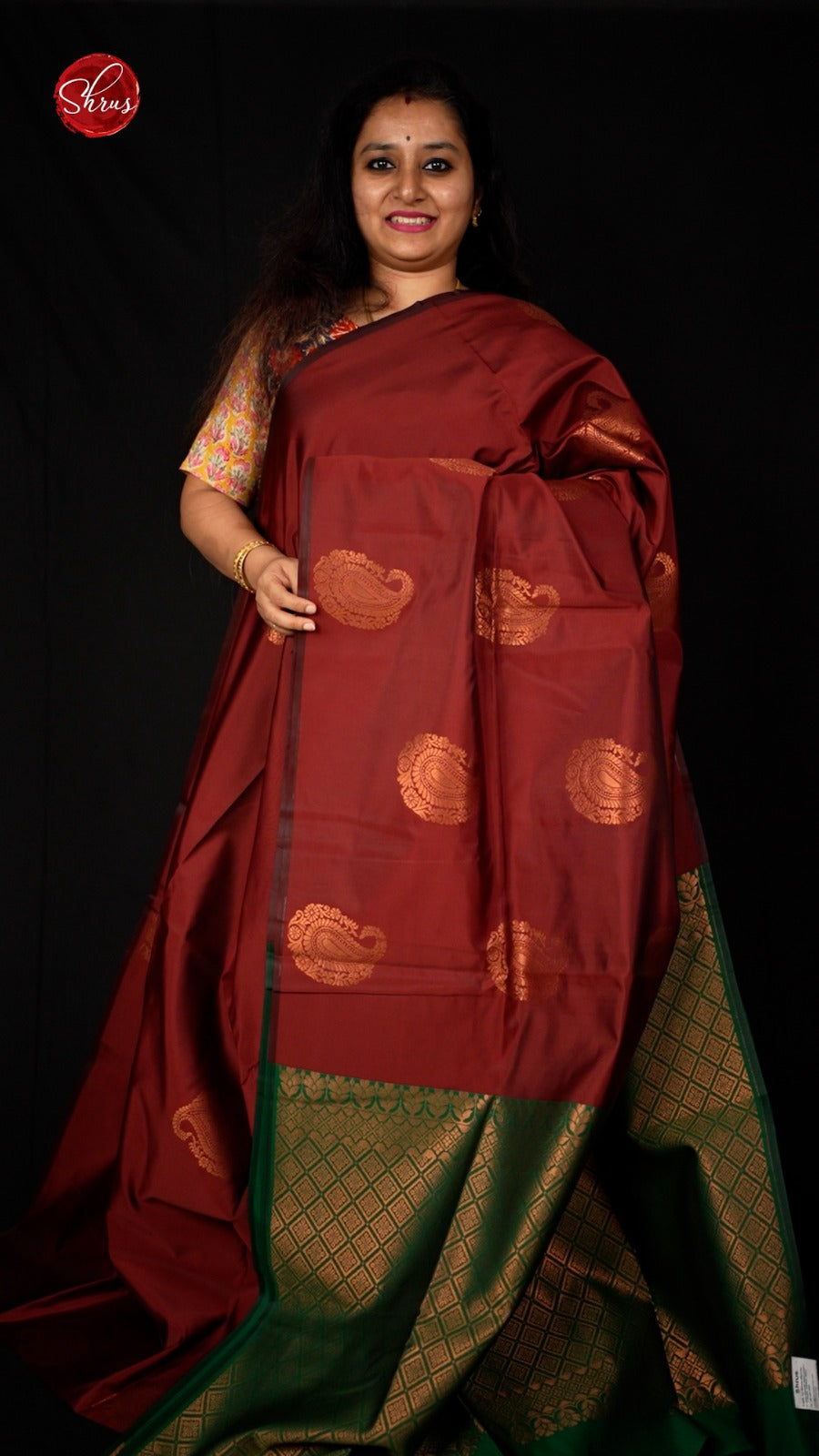 Brown & Green - Semi Softsilk Saree - Shop on ShrusEternity.com