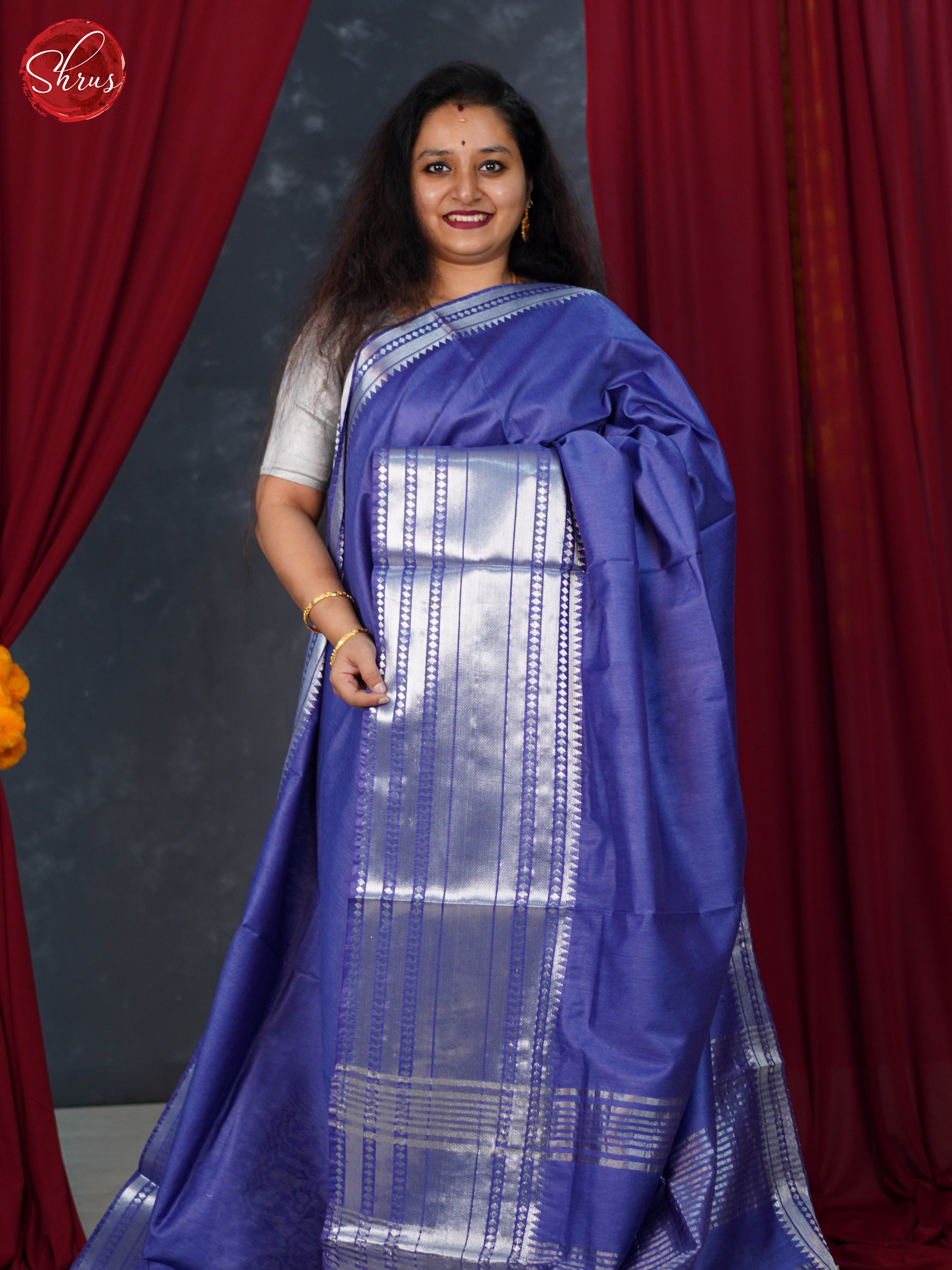 Bluish Lavender(Single Tone)- Semi Tussar Saree - Shop on ShrusEternity.com