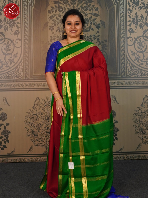 Red & Green- Mysore Silk Saree - Shop on ShrusEternity.com