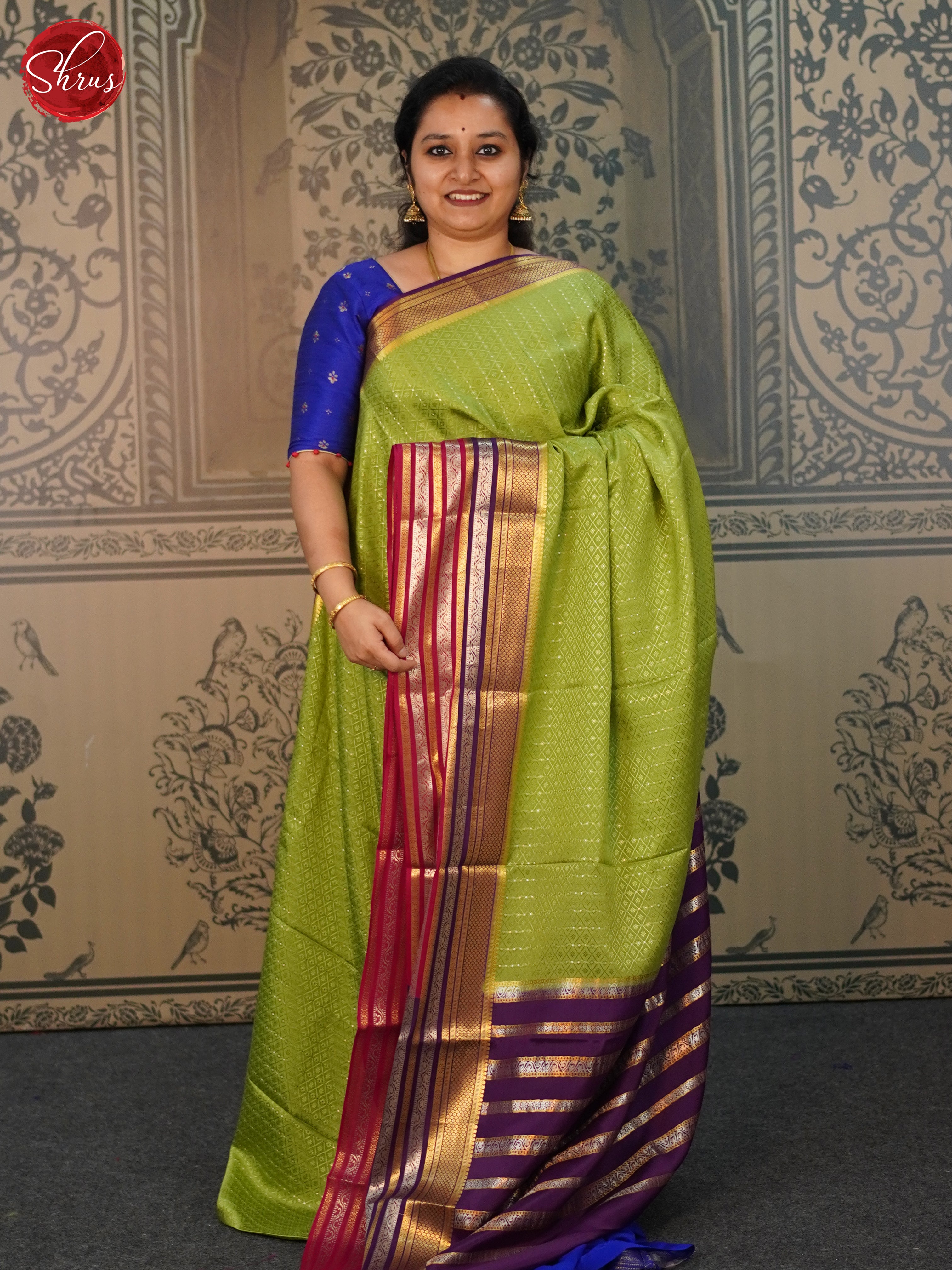 Green & Purple - Mysore Silk Saree - Shop on ShrusEternity.com