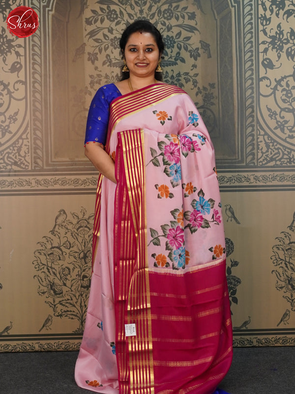 Pink & Red - Mysore Silk Saree - Shop on ShrusEternity.com