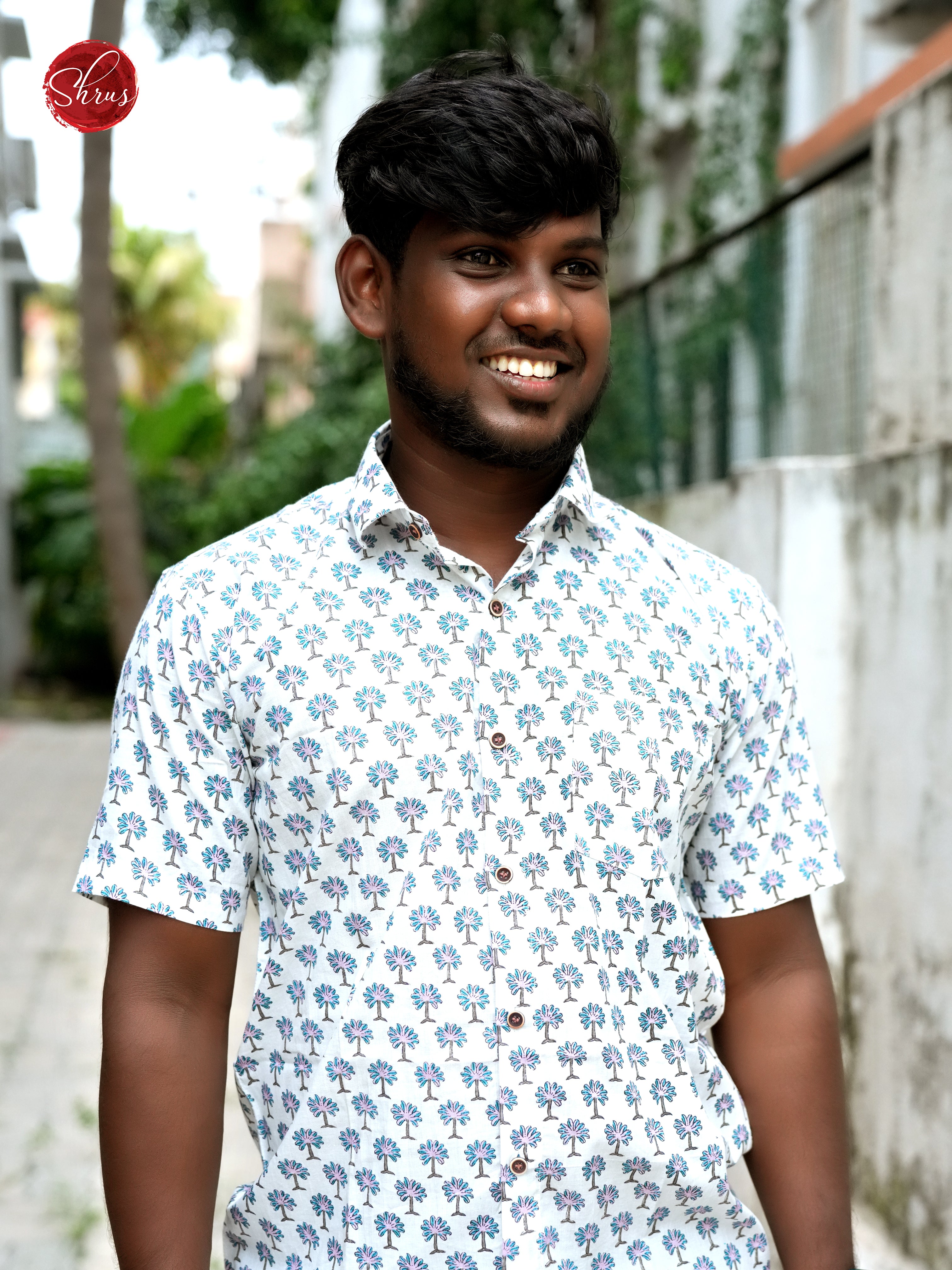 BIS02119 - Block Print Shirt - Lite Blue - Shop on ShrusEternity.com