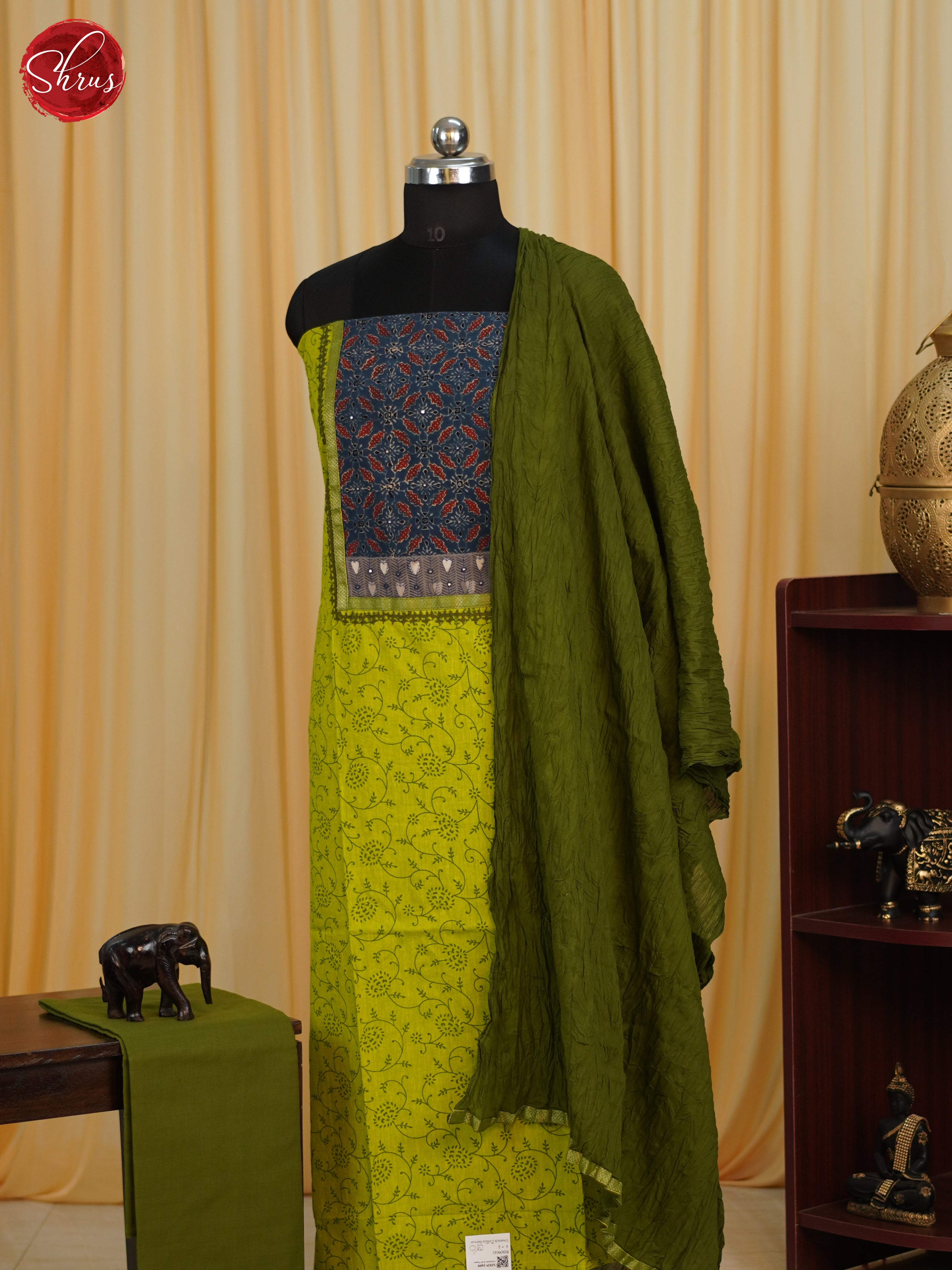 Green & Mehandi Green- Cotton salwar - Shop on ShrusEternity.com