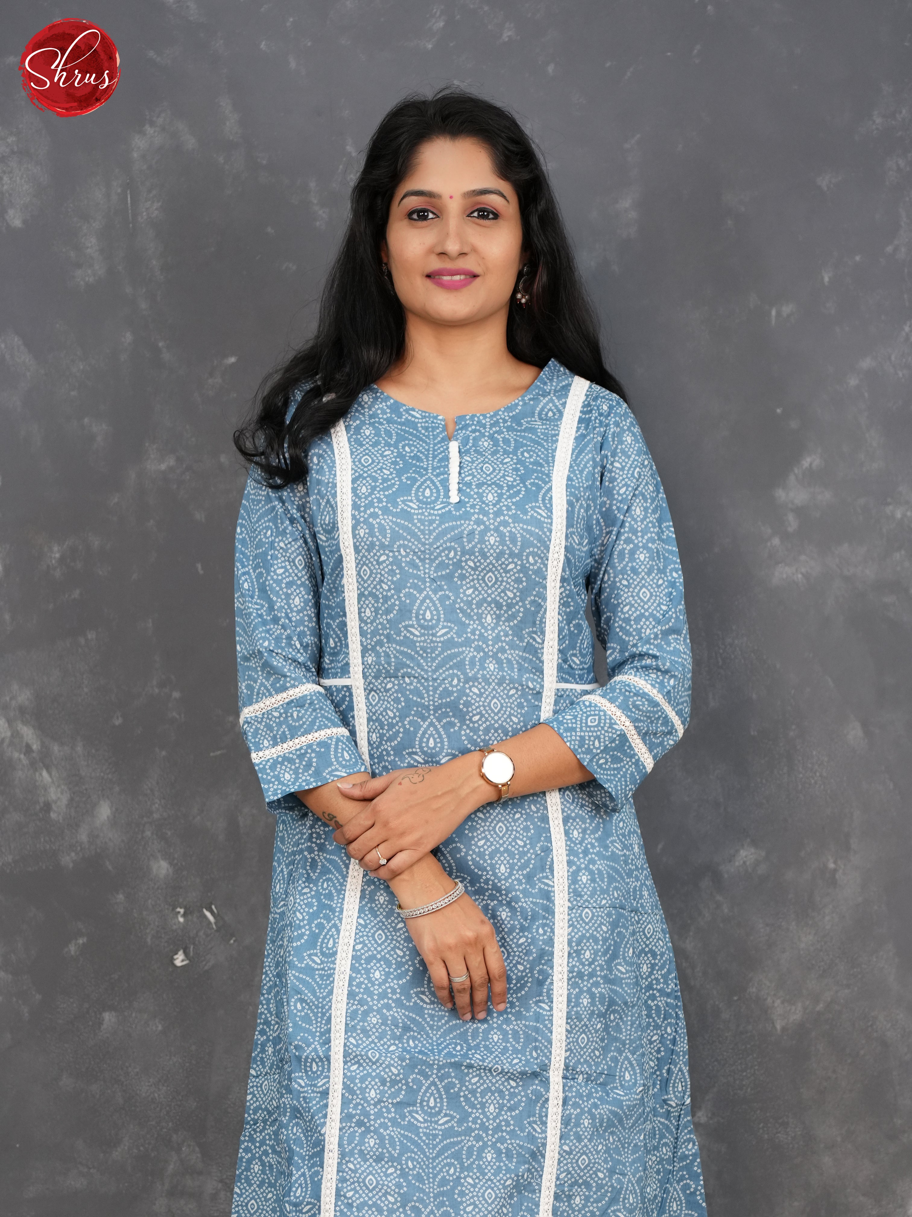 Blue -Printed Readymade kurti - Shop on ShrusEternity.com