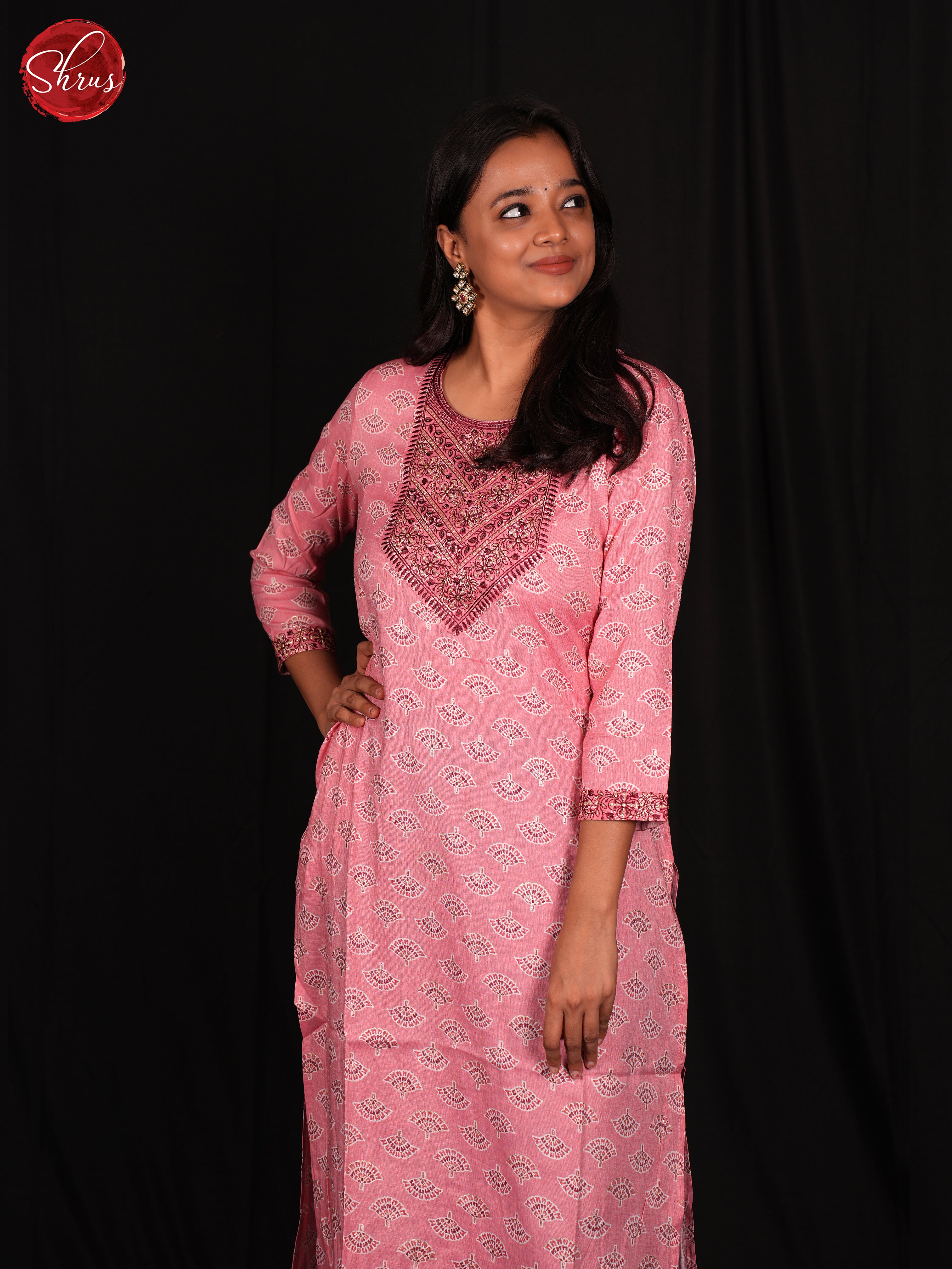 Pink - Printed Rayon Readymade Kurti - Shop on ShrusEternity.com