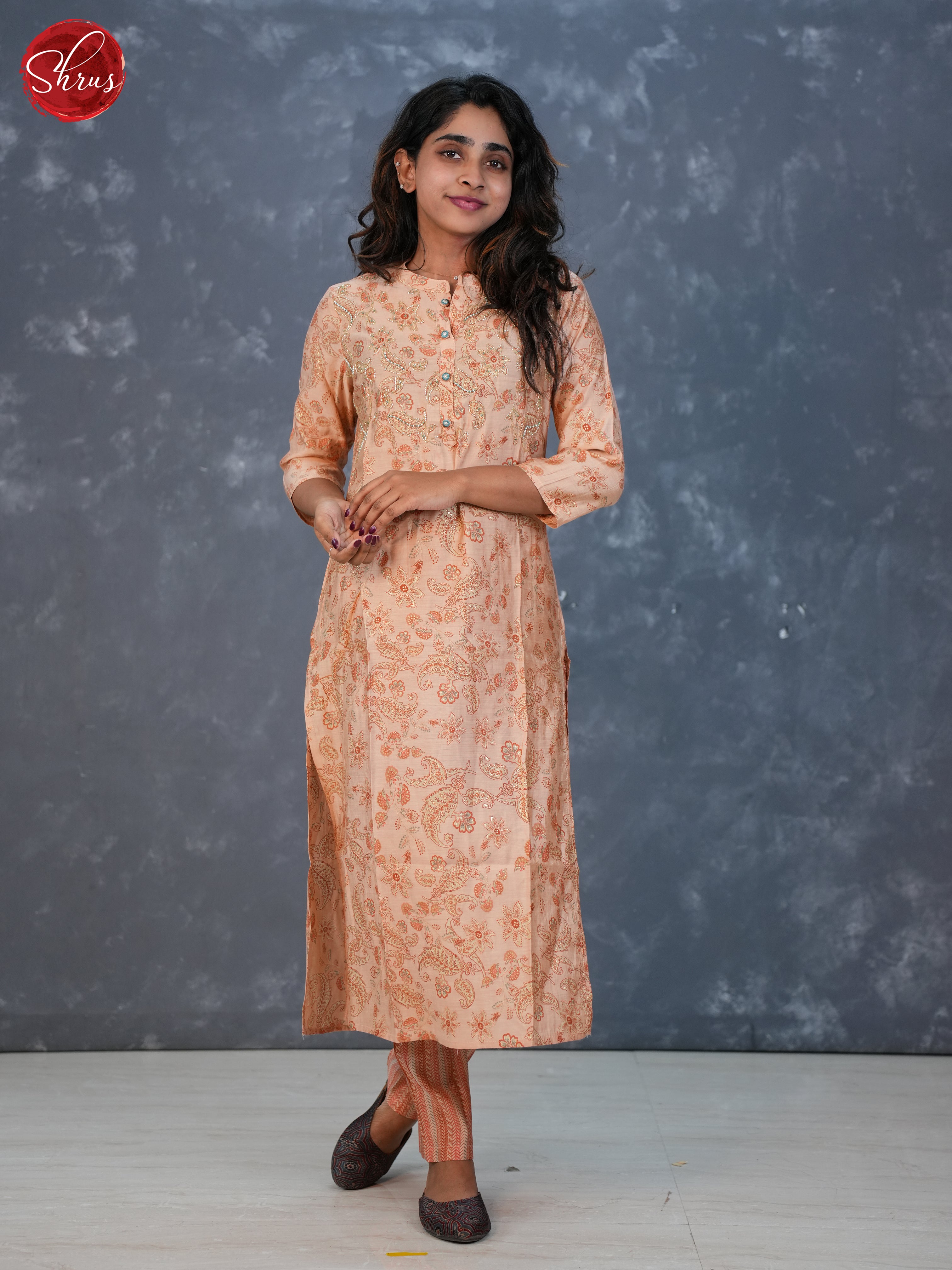 Peach  - Printed Cotton 2pc Readymade Salwar Suits - Shop on ShrusEternity.com