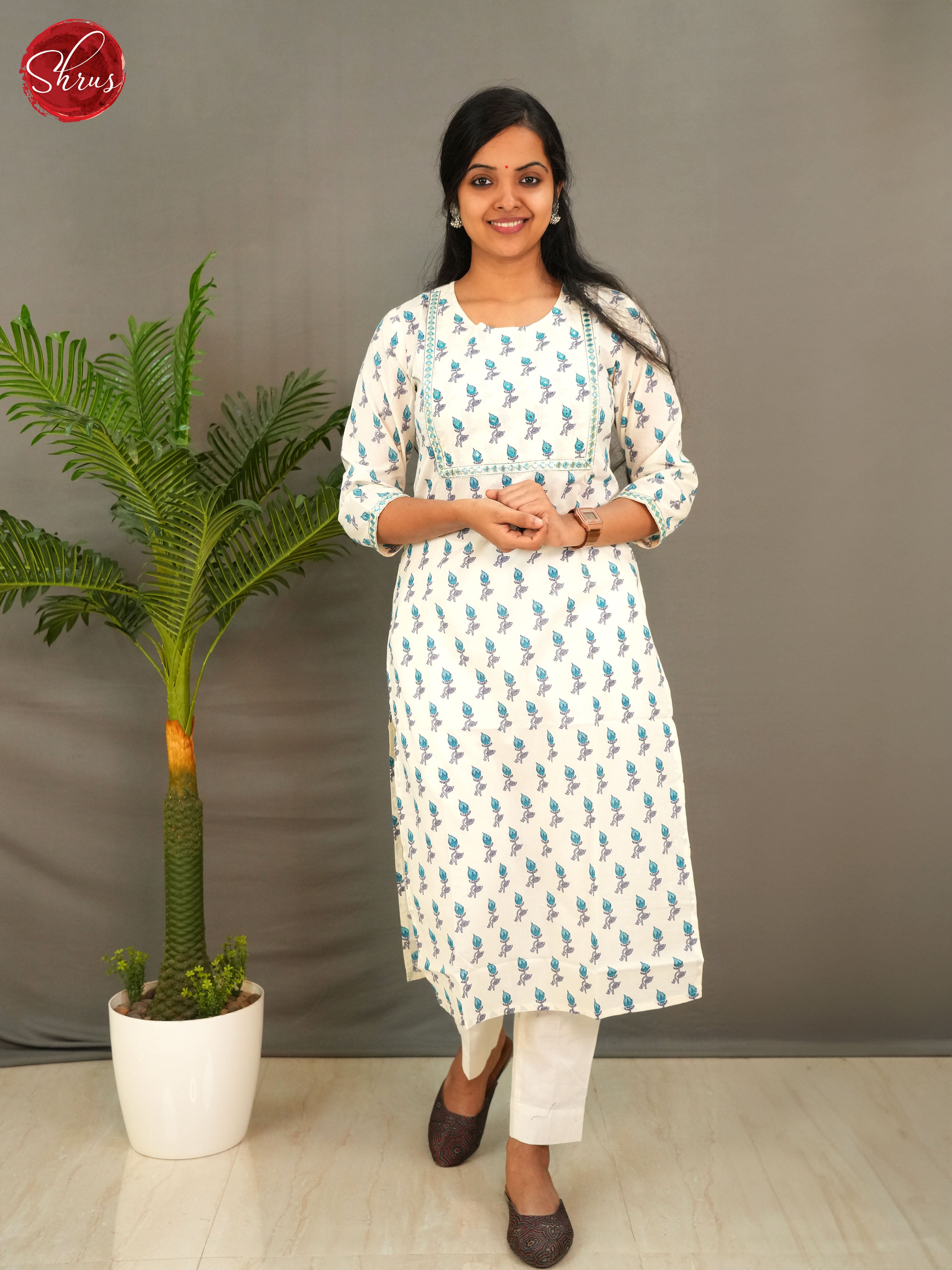 White & Blue - Readymade Kurti - Shop on ShrusEternity.com