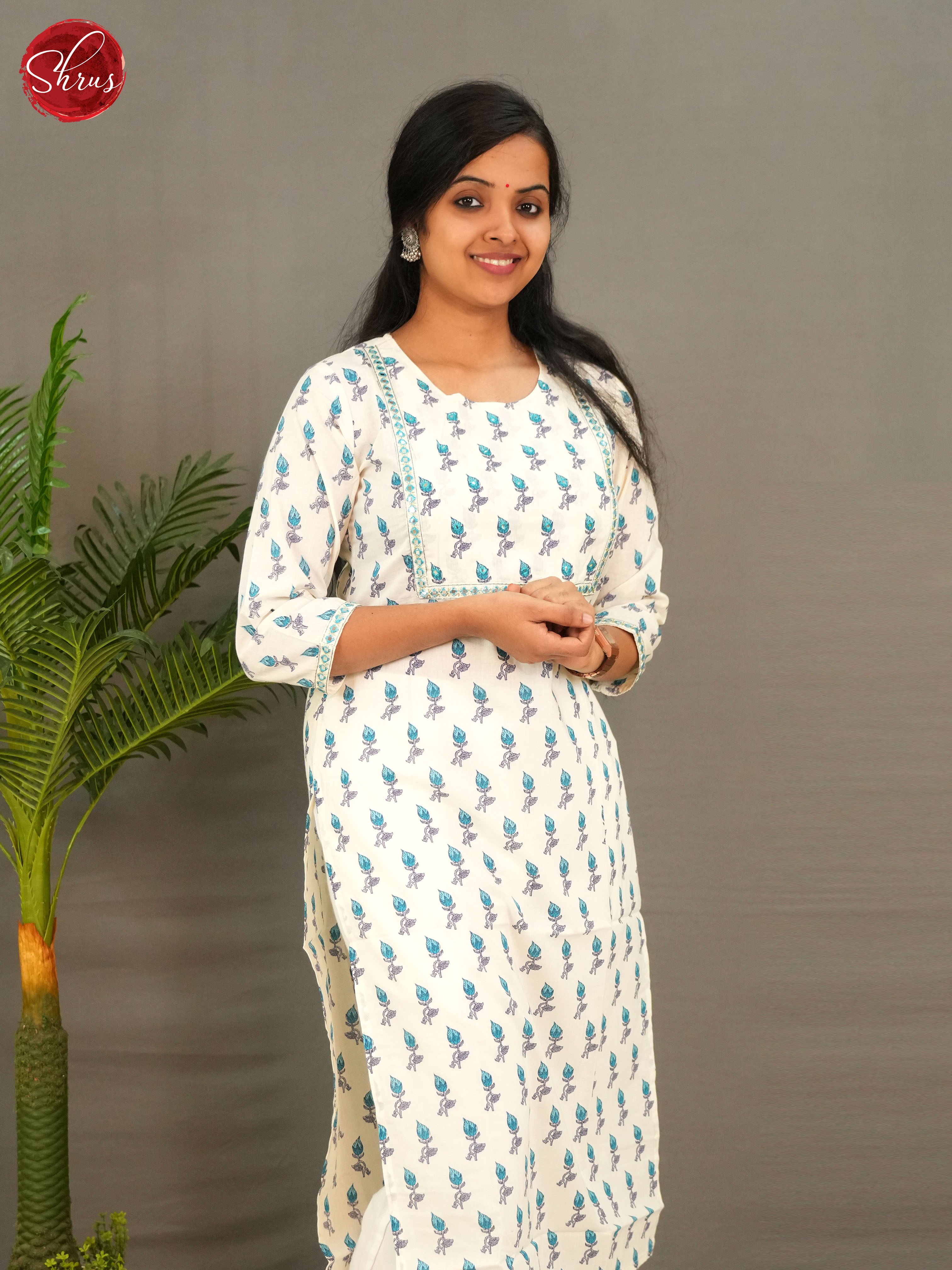 White & Blue - Readymade Kurti - Shop on ShrusEternity.com