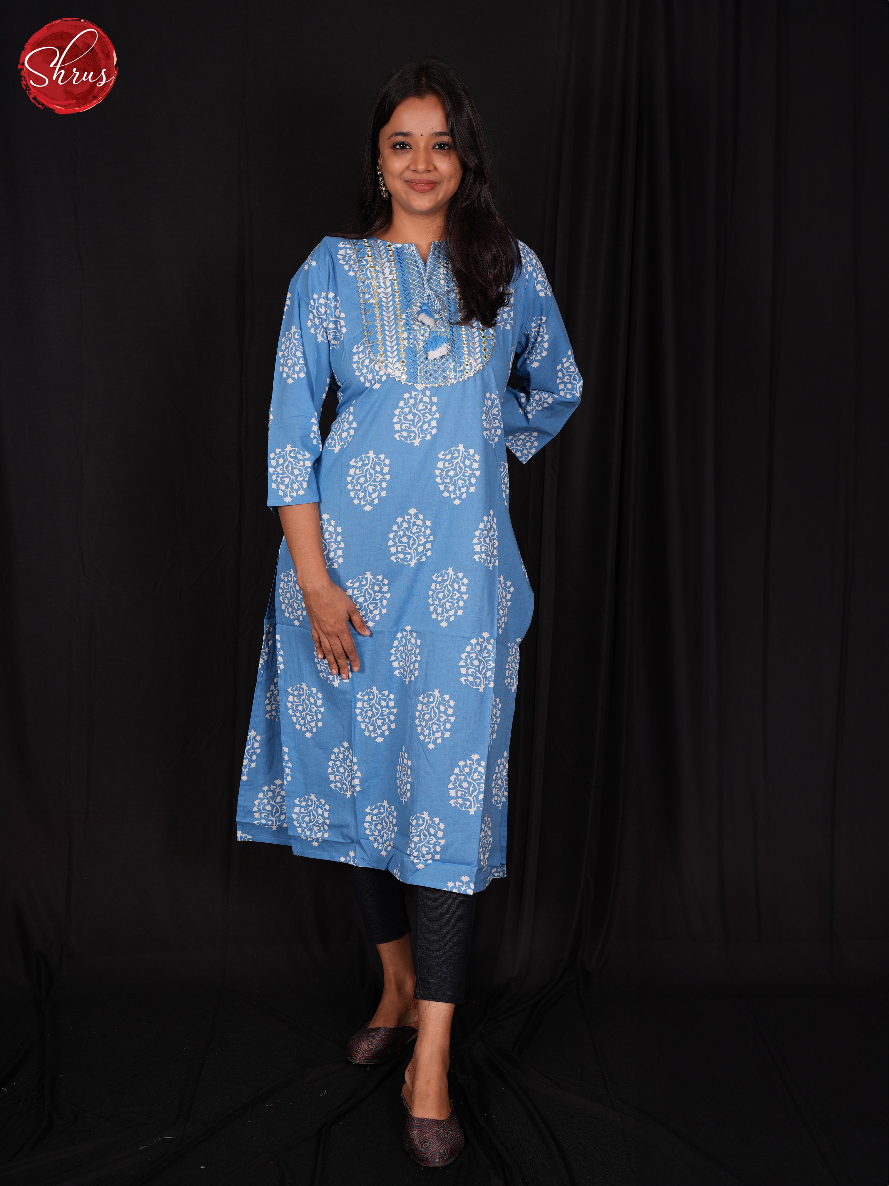 Blue- Block Printed Readymade Kurti - Shop on ShrusEternity.com