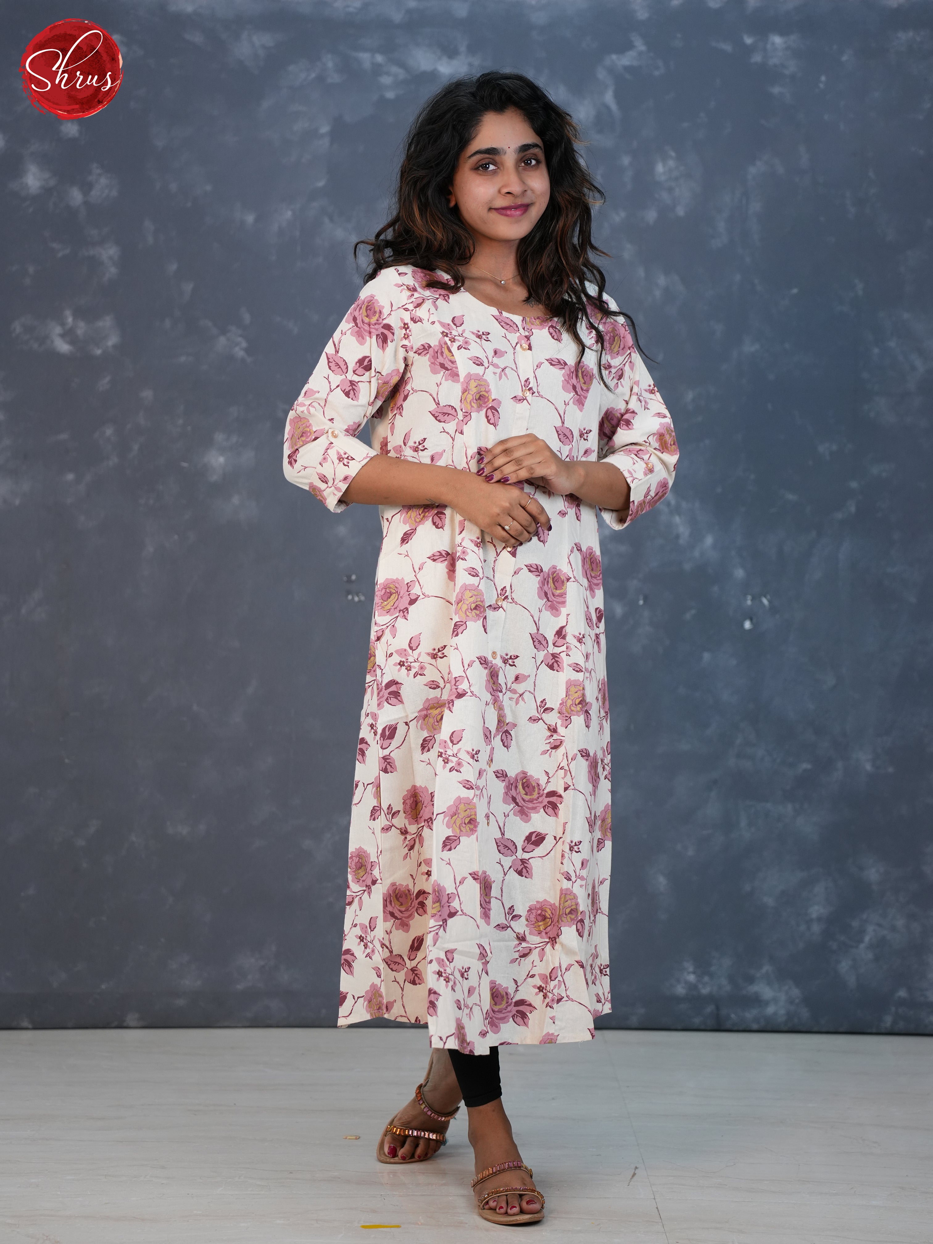 White - Floral printed  Readymade Kurti - Shop on ShrusEternity.com