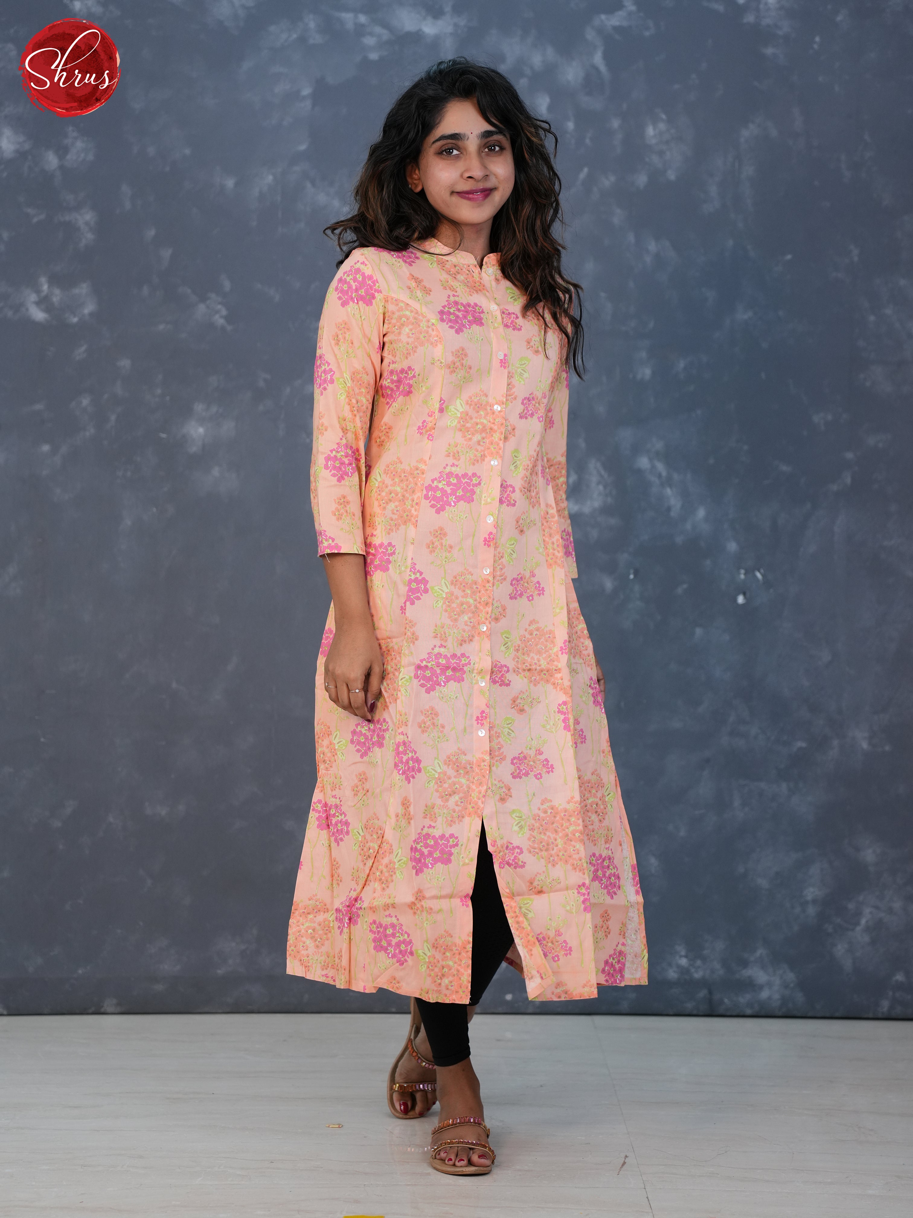 Peach  -Printed  Readymade Kurti - Shop on ShrusEternity.com