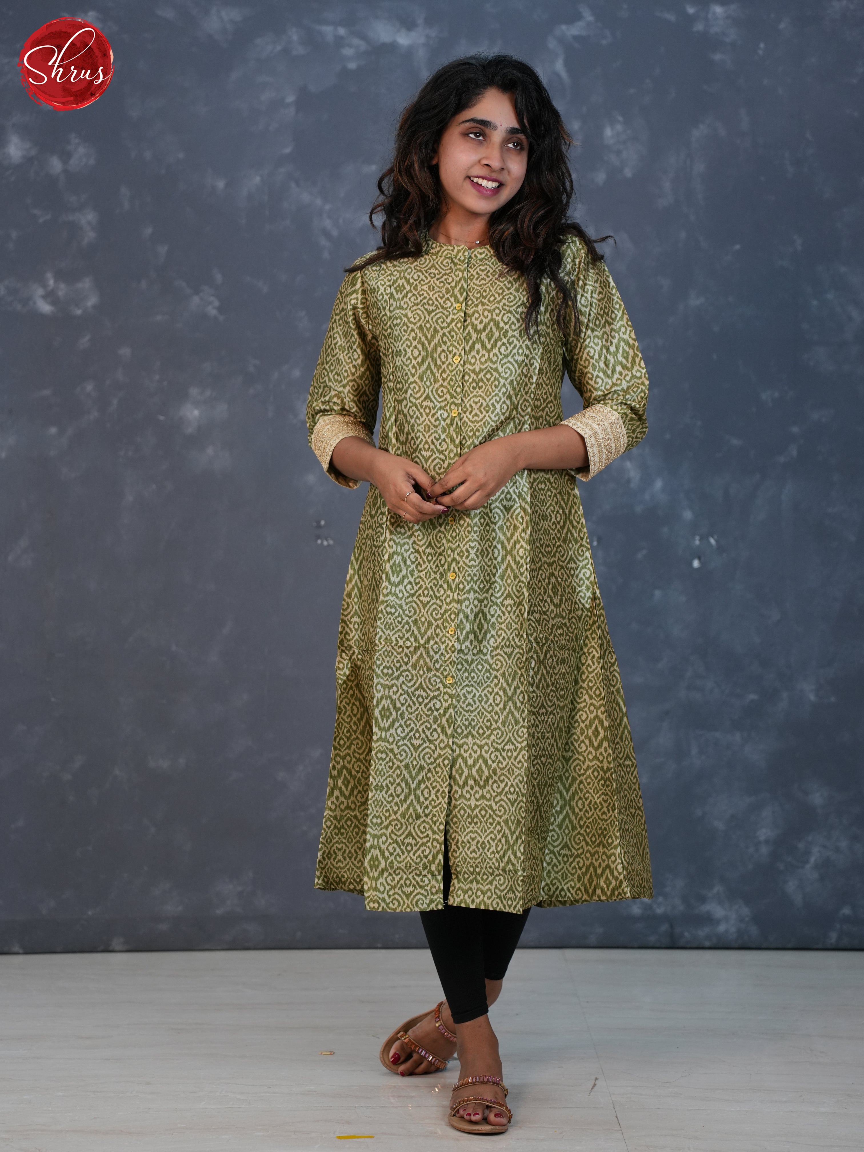 Green  - Silk Printed Readymade Kurti - Shop on ShrusEternity.com