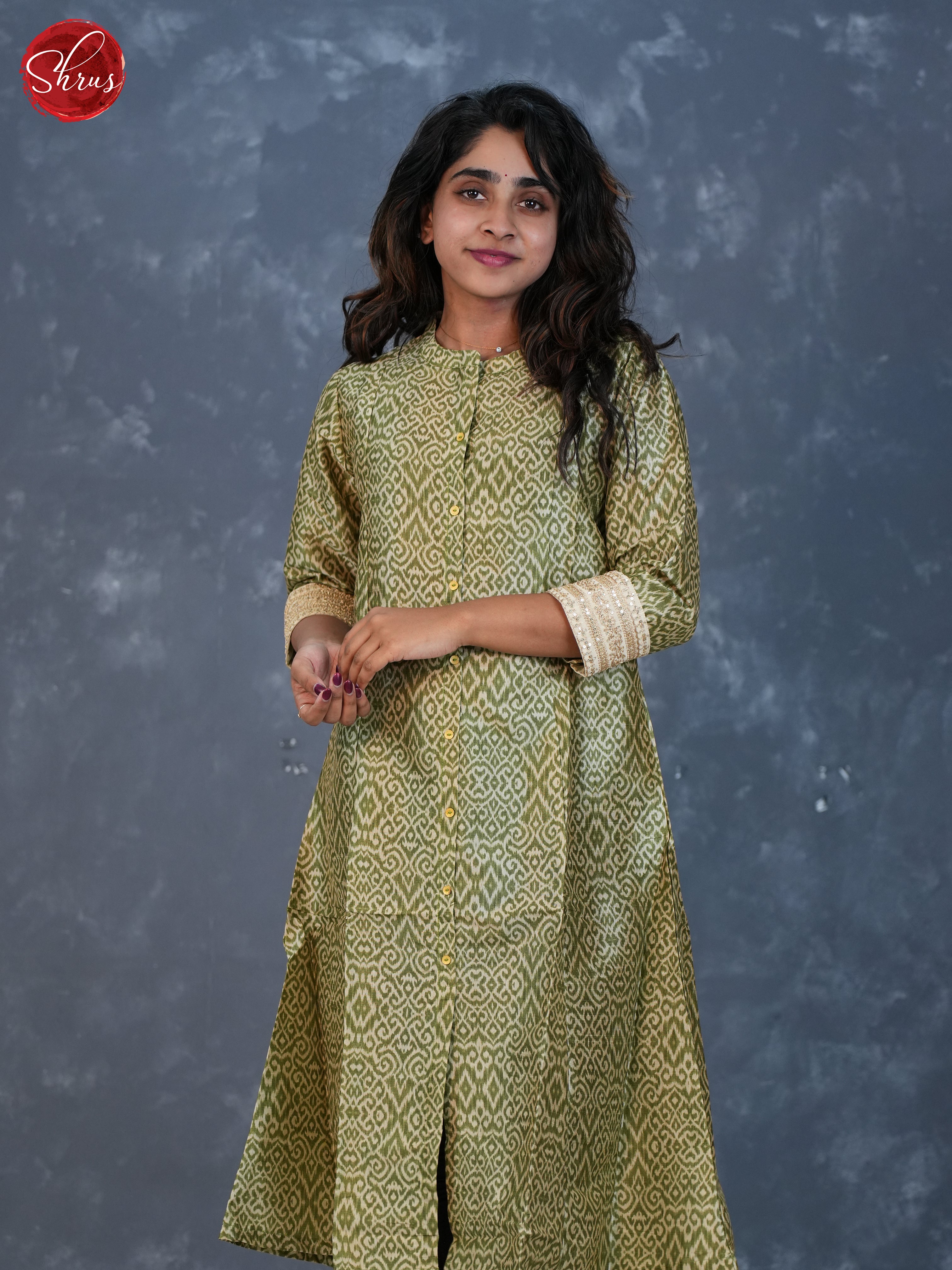 Green  - Silk Printed Readymade Kurti - Shop on ShrusEternity.com