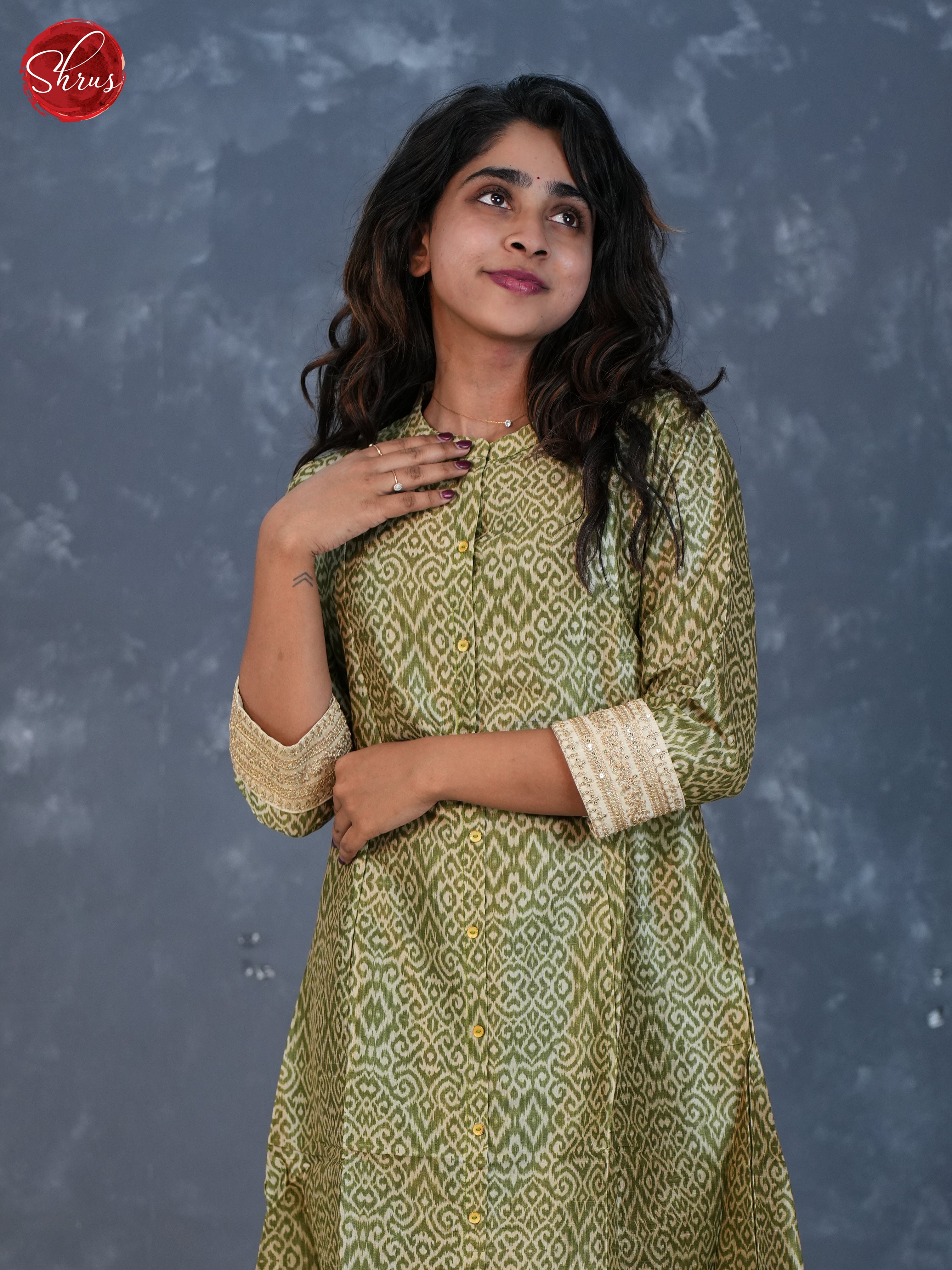 Green  - Silk Printed Readymade Kurti - Shop on ShrusEternity.com