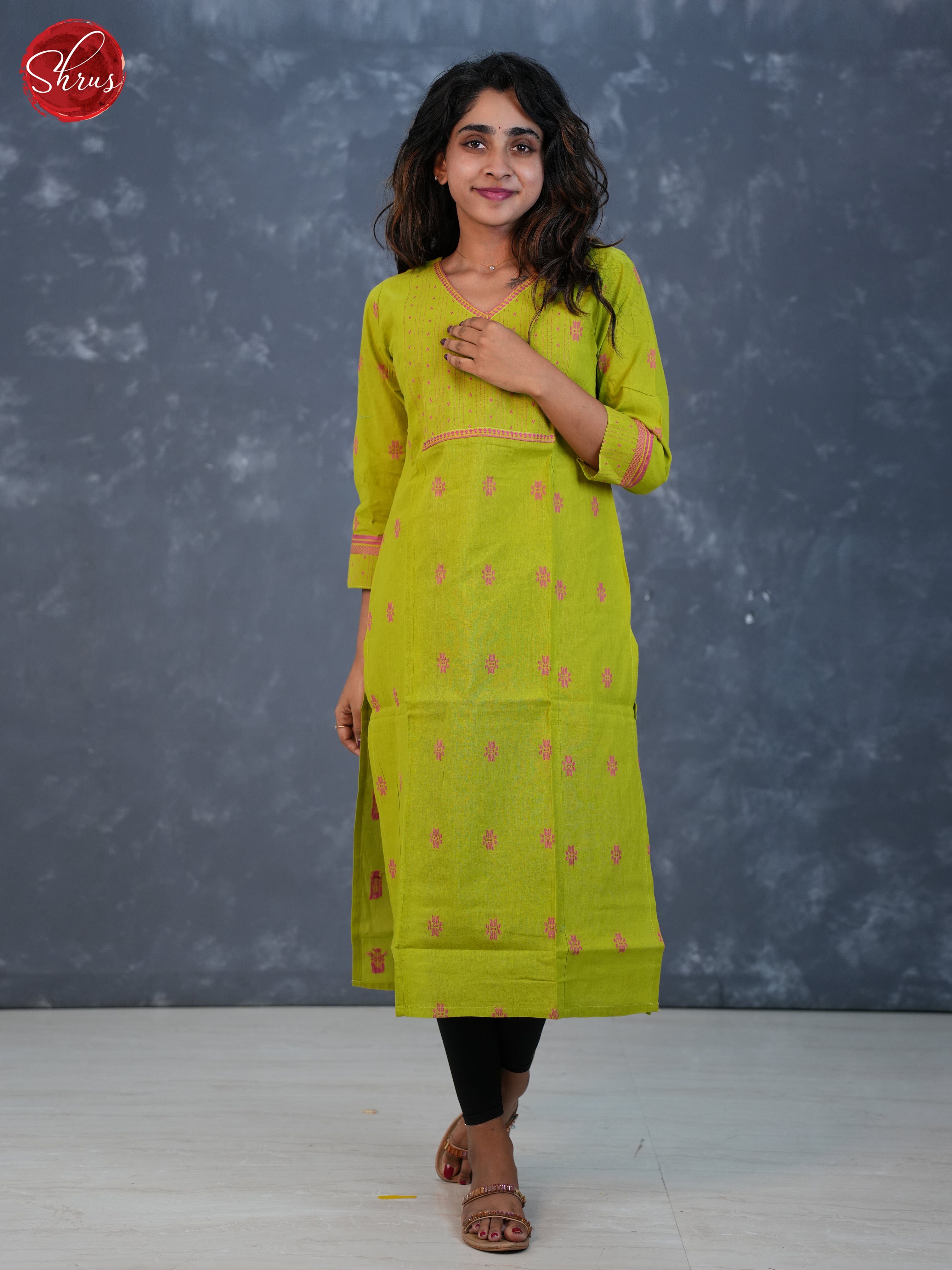 Green  - Floral Embroidered straight fit Readymade kurti - Shop on ShrusEternity.com