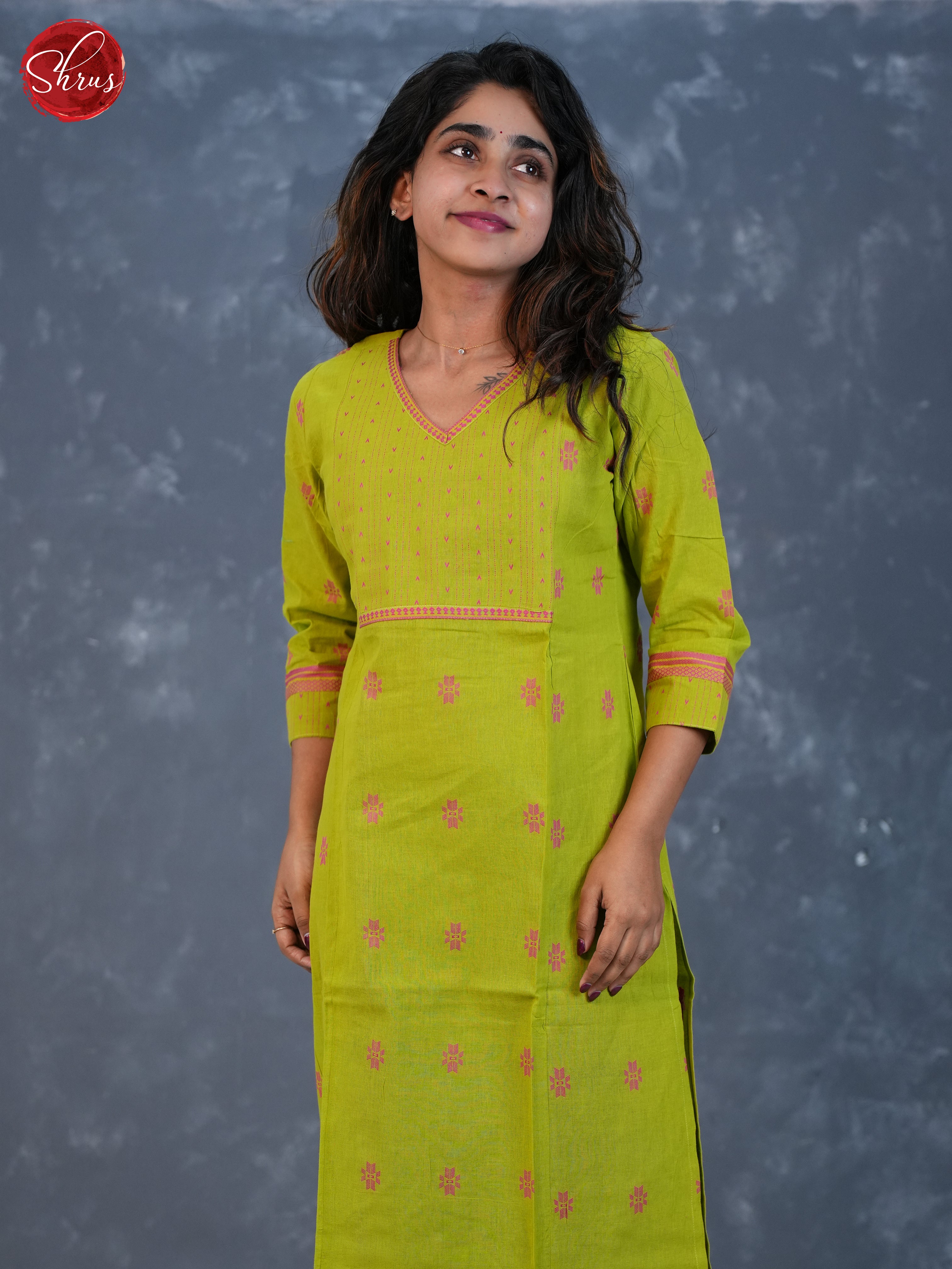 Green  - Floral Embroidered straight fit Readymade kurti - Shop on ShrusEternity.com