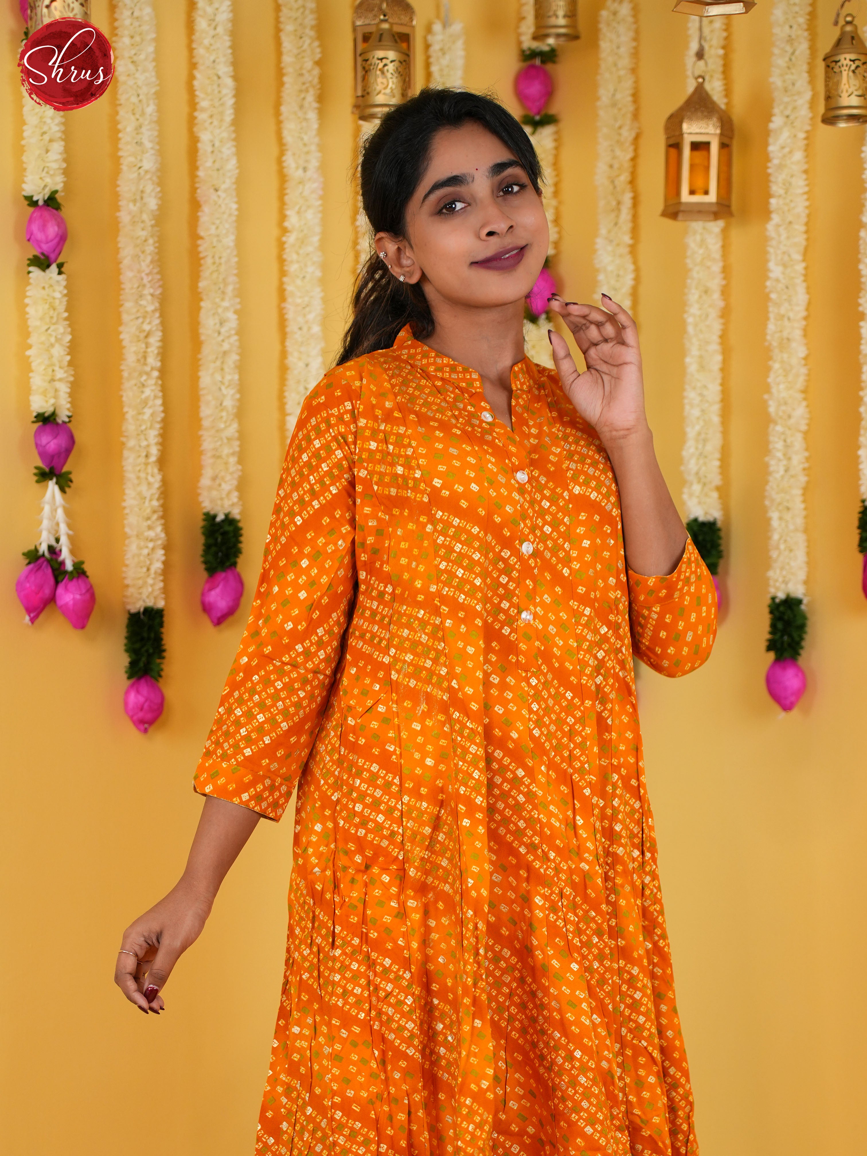 Orange -Anarkali Readymade kurti - Shop on ShrusEternity.com