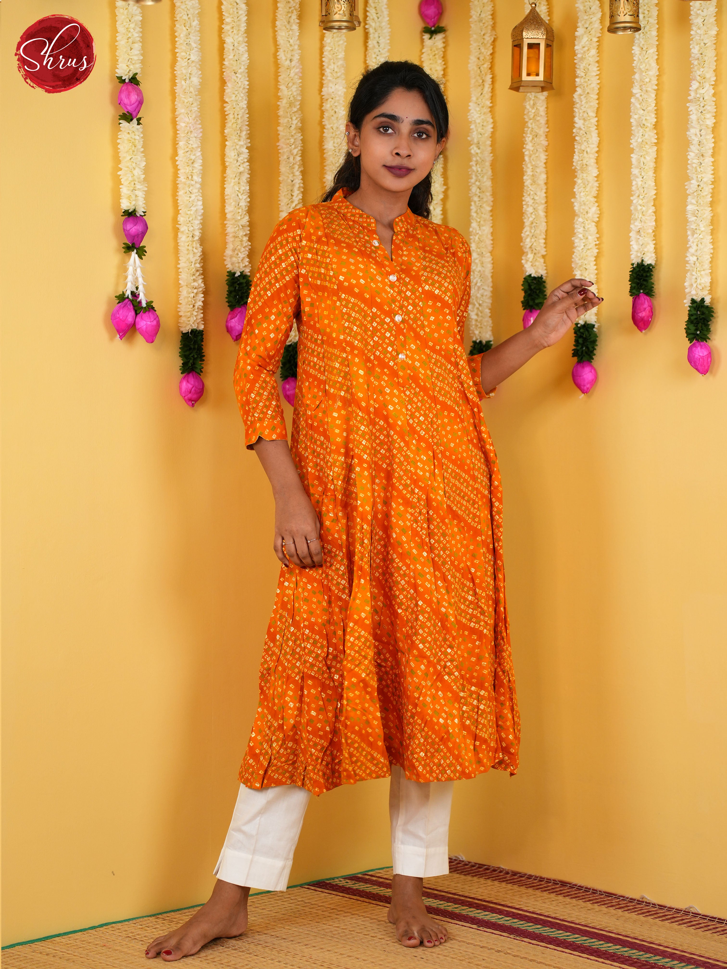 Orange -Anarkali Readymade kurti - Shop on ShrusEternity.com