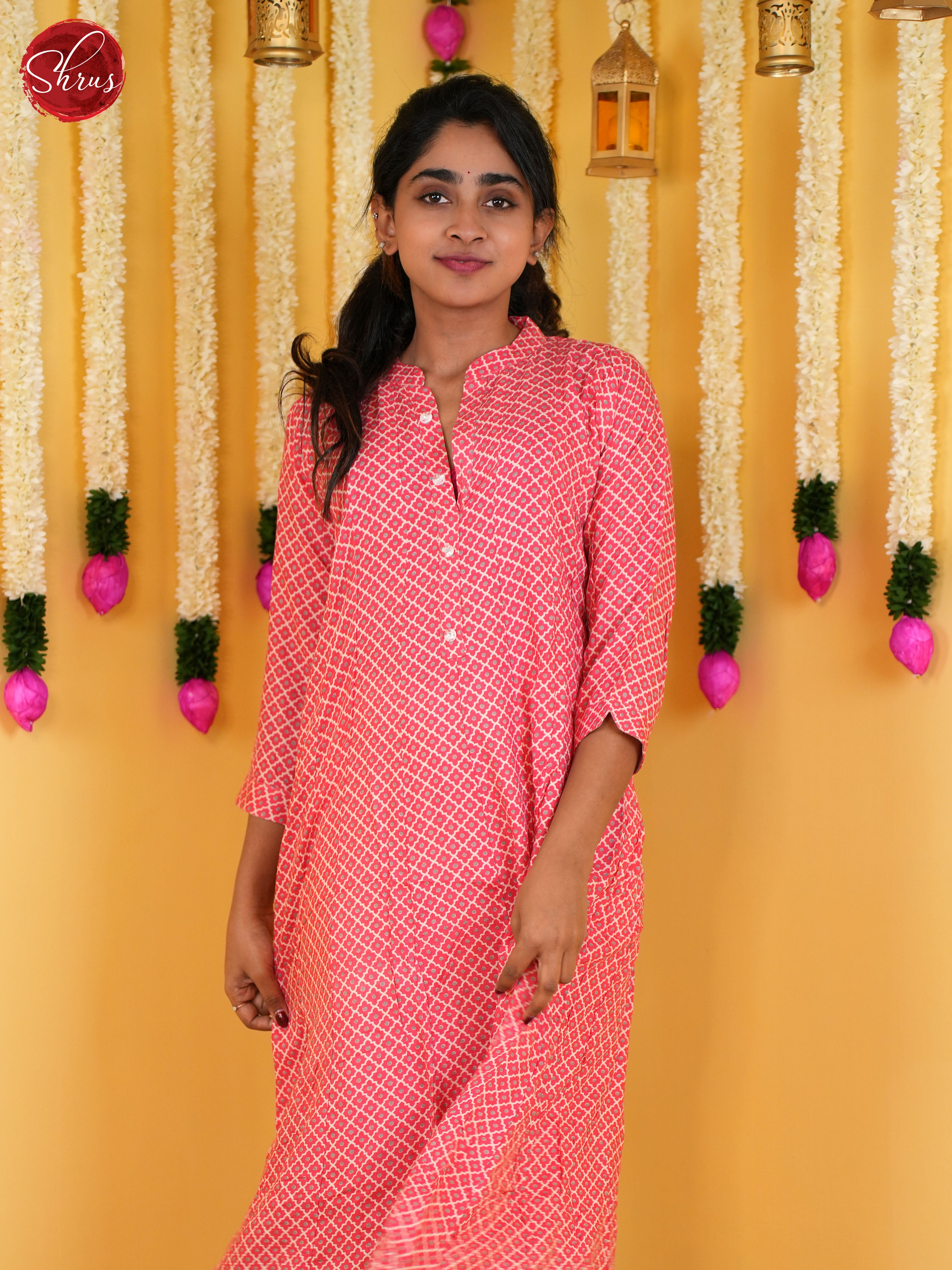Pink  -Printed Anarkali Readymade Kurti - Shop on ShrusEternity.com
