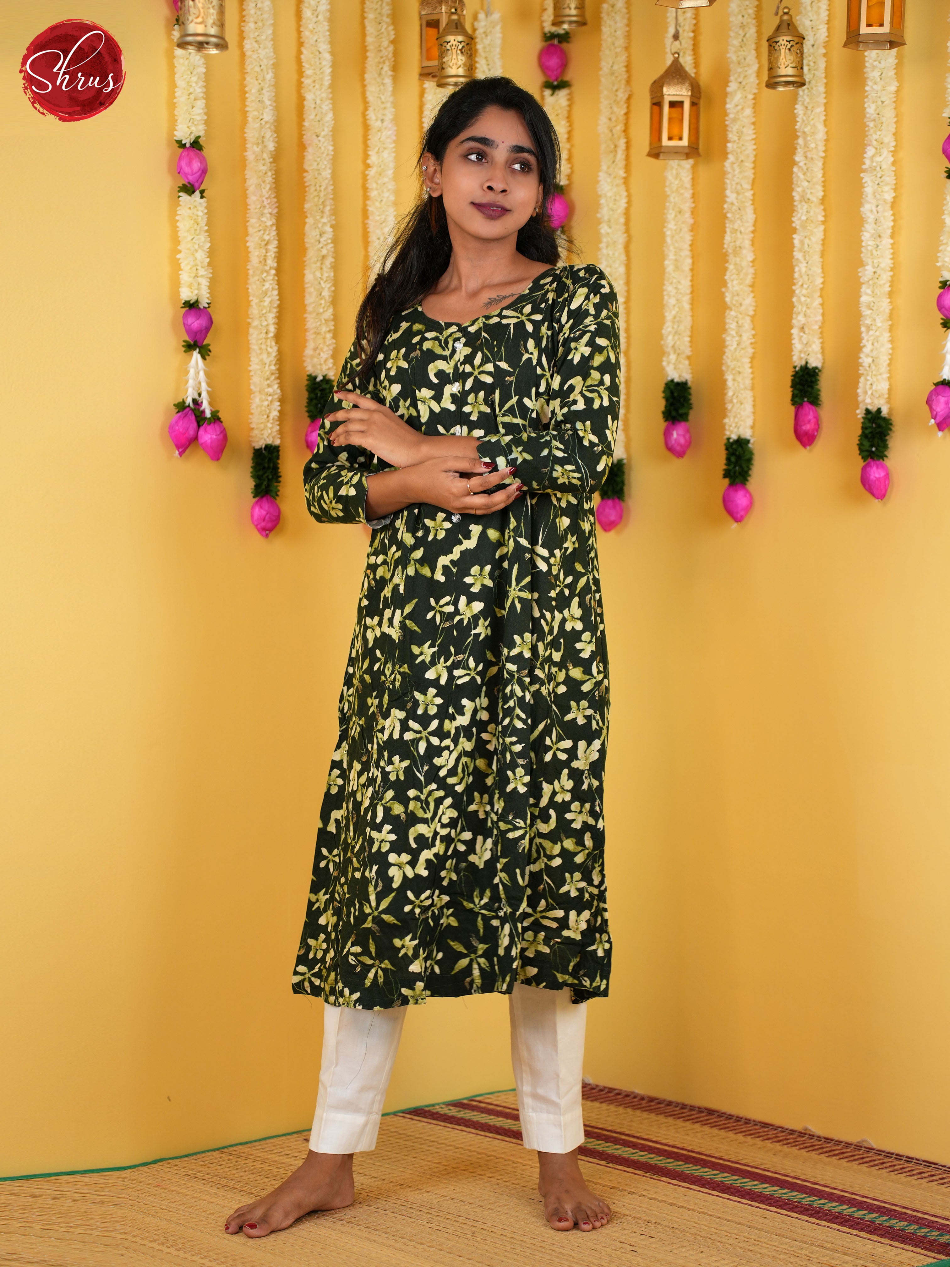 Green - Anarkali Readymade Kurti - Shop on ShrusEternity.com