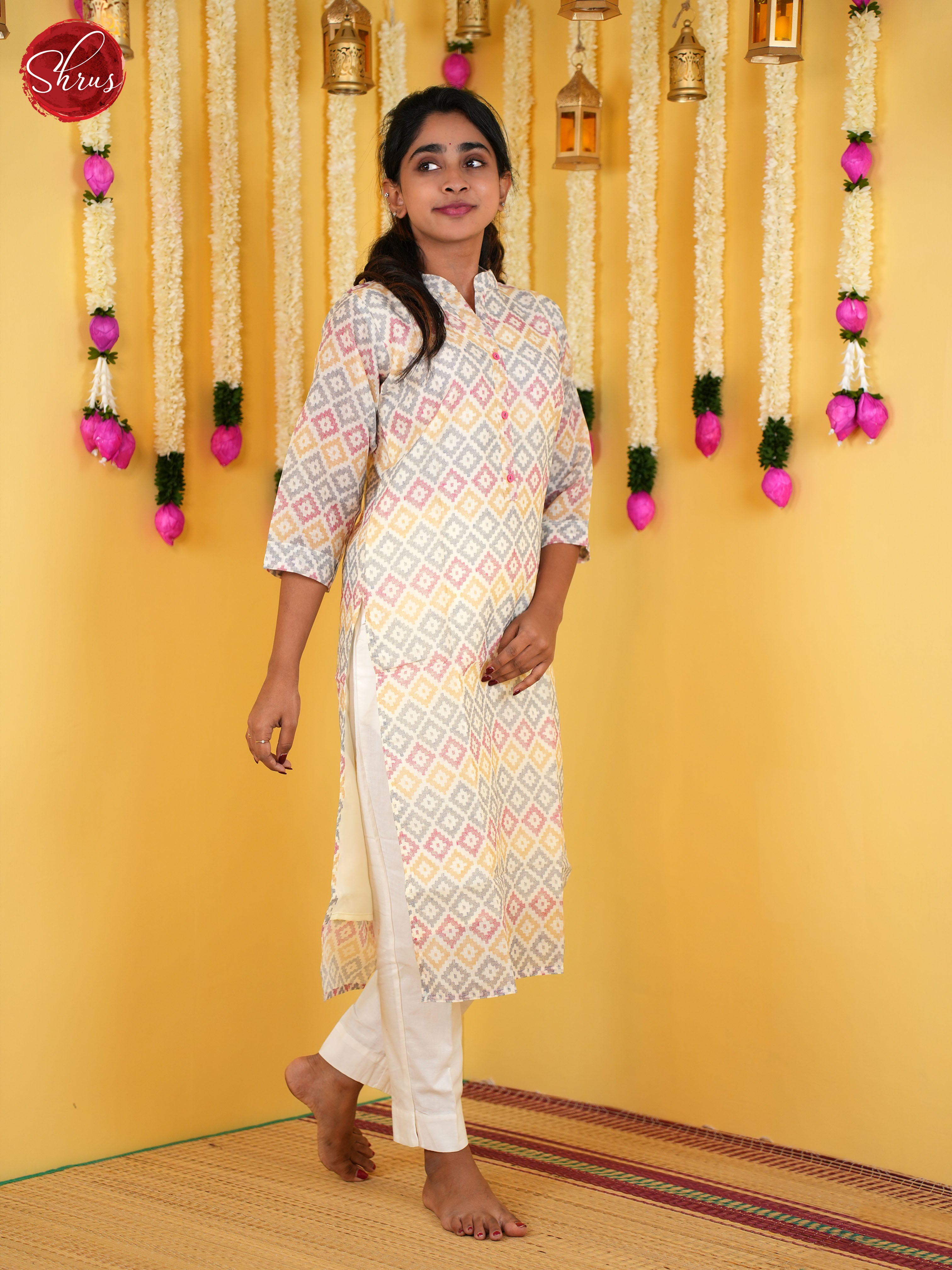 Cream & Multicolor  -Readymade Kurti - Shop on ShrusEternity.com